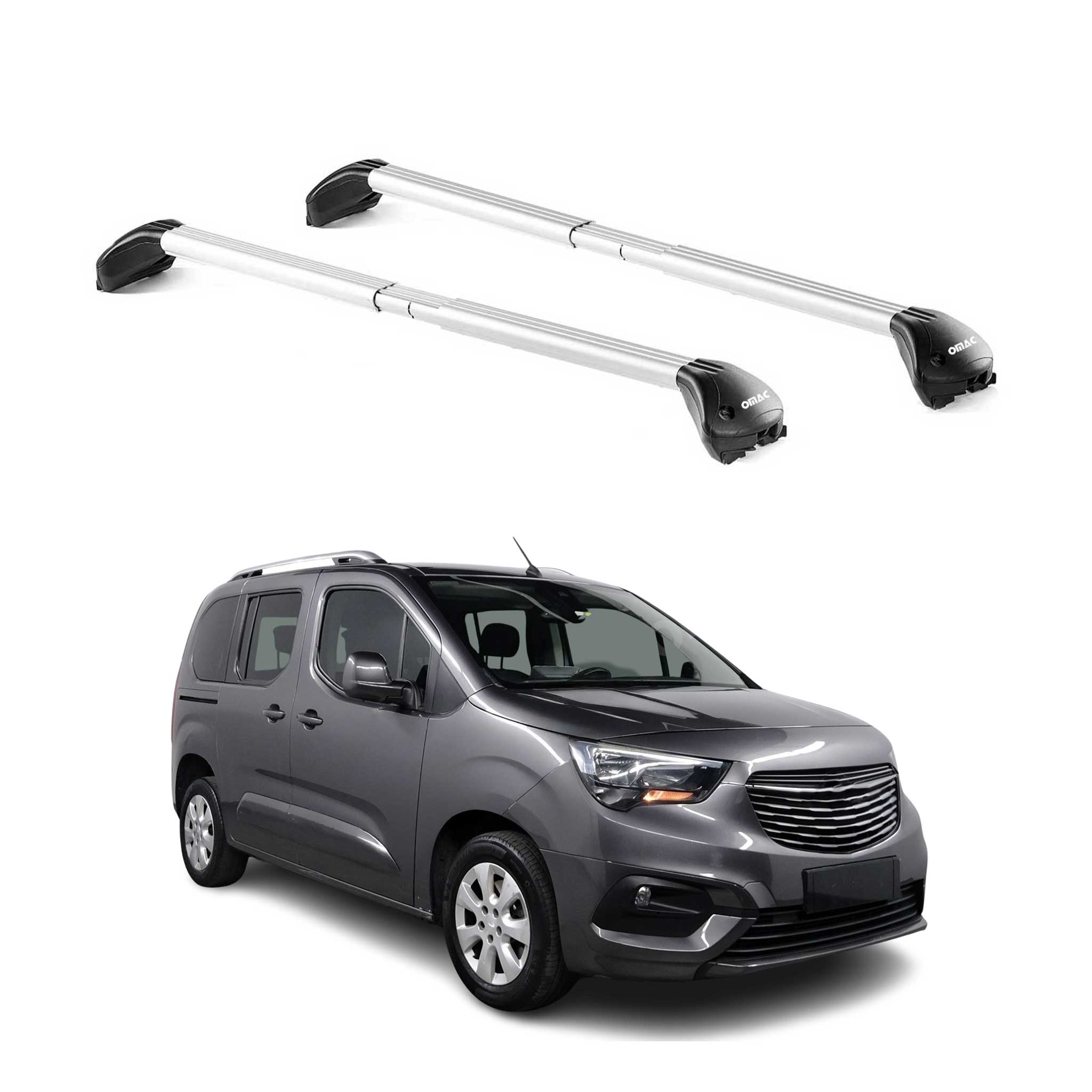 Barres de toit pour Opel Combo E 2019-2026 3-5P Gris Argenté 2 pièces ABE