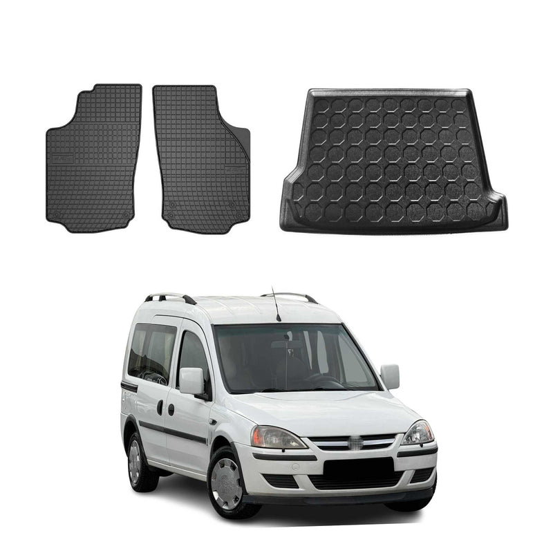 Kit Tapis de sol et coffre pour Opel Combo 2001-2011 Noir TPE
