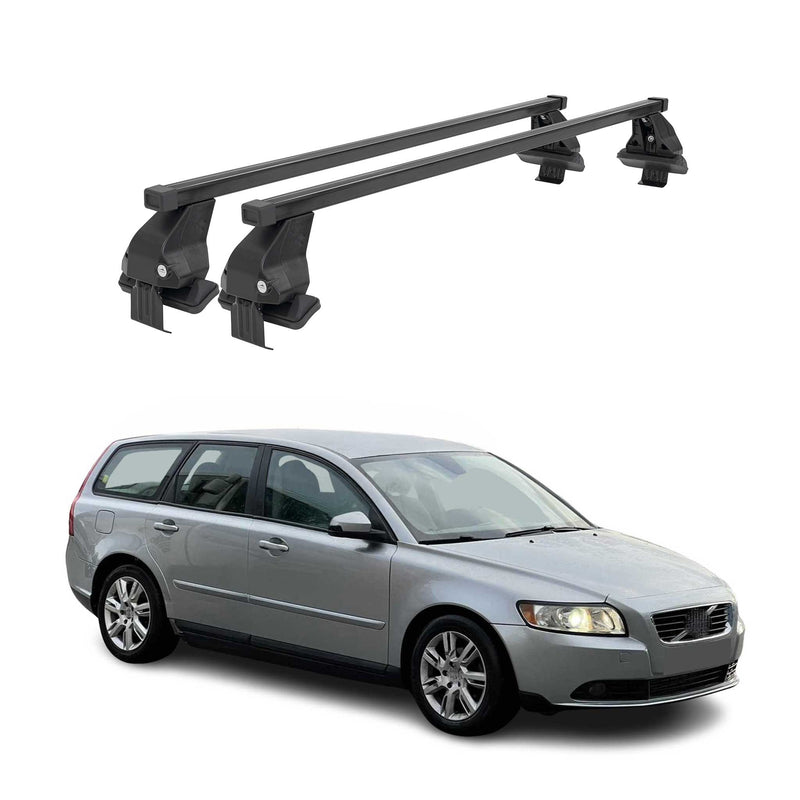 Barres Transversales Menabo pour Volvo V50 2008-2012 Noir