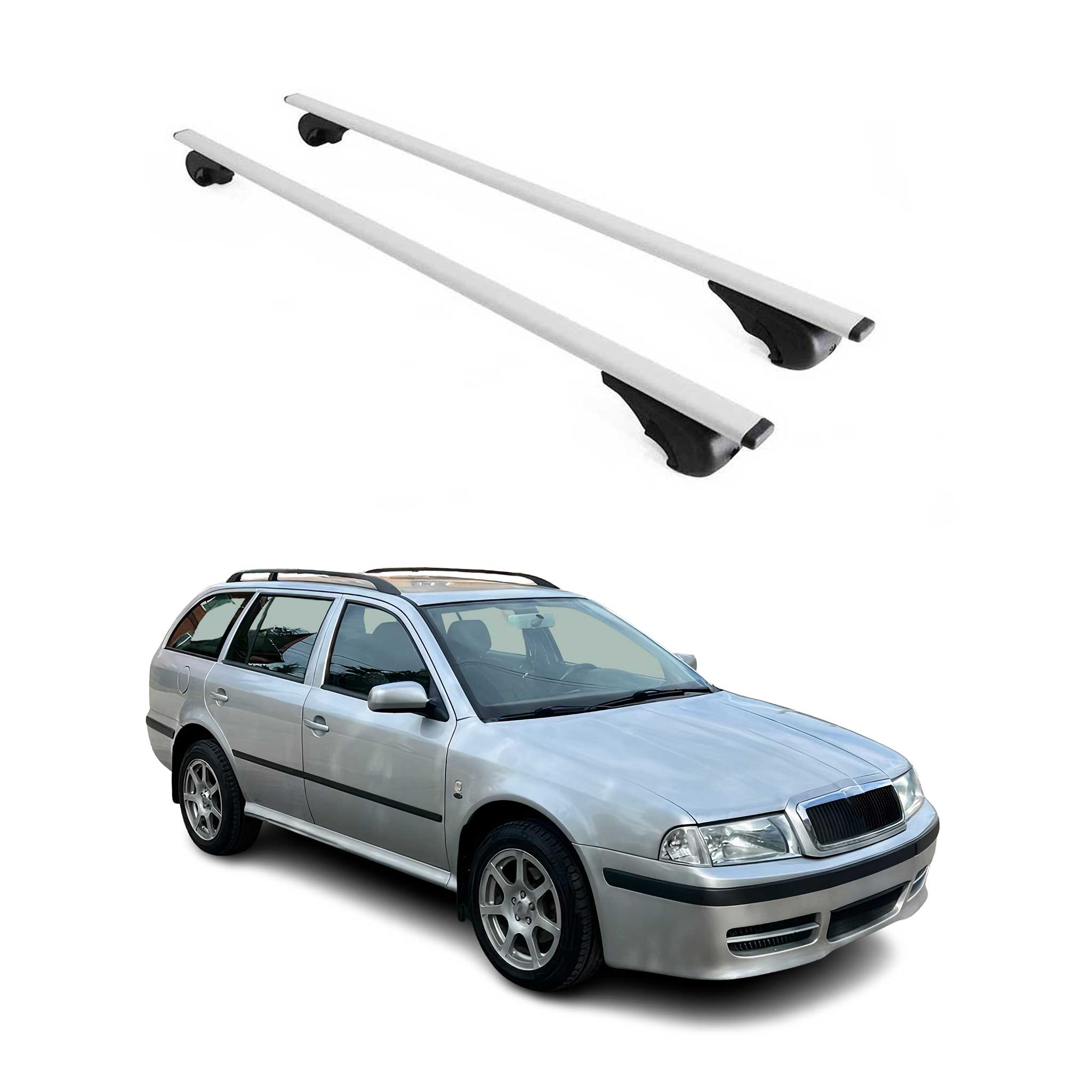 Barres de toit Transversales pour Skoda Octavia Break 1998-2004 Fer Argent