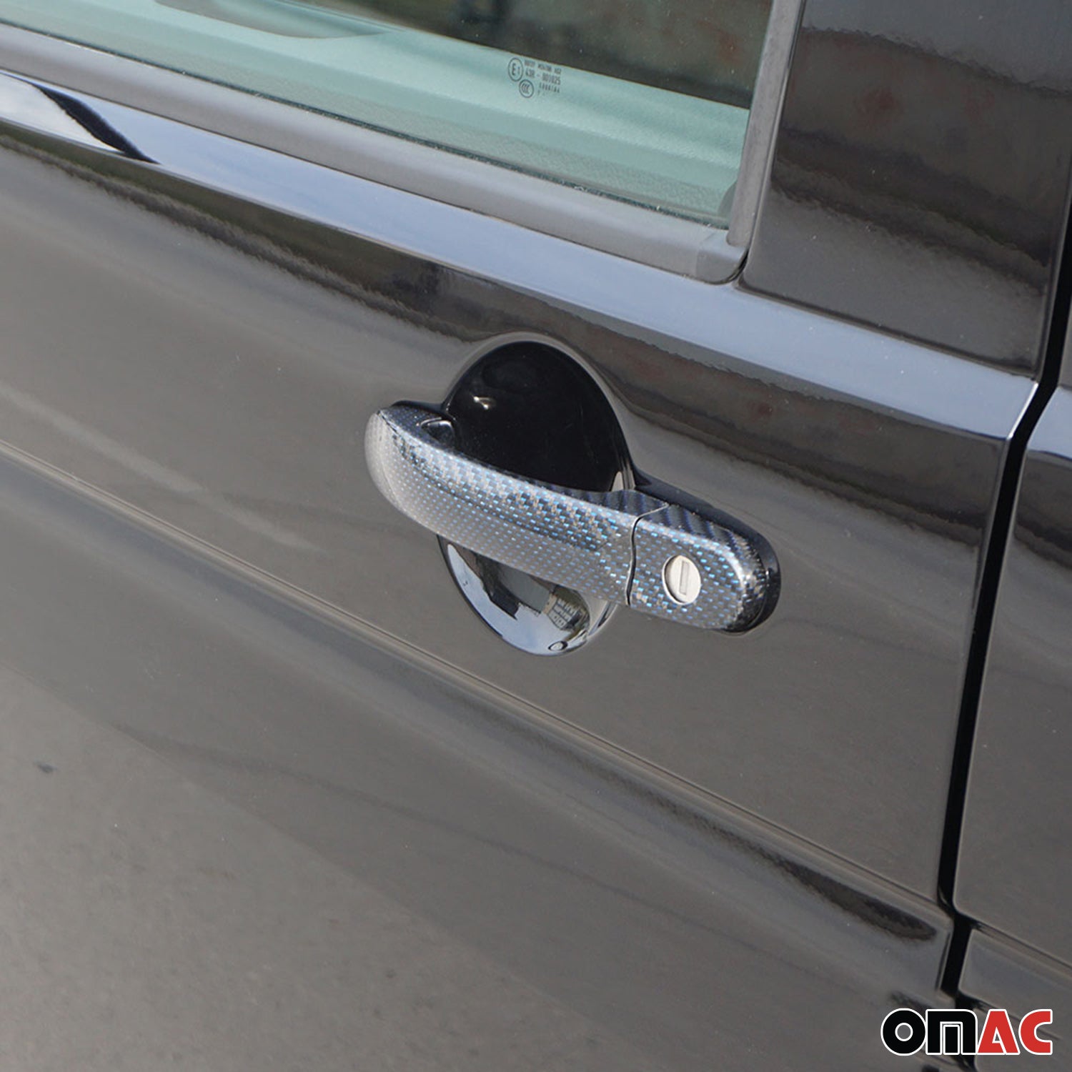 Couverture Poignée de porte pour VW Multivan T5 2003-2015 3Portes carbone bleu