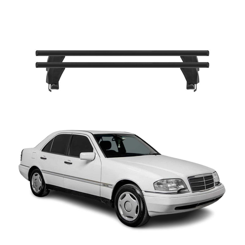 Menabo Barres de toit Transversales pour Mercedes Classe C W202 1993-2000 Noir