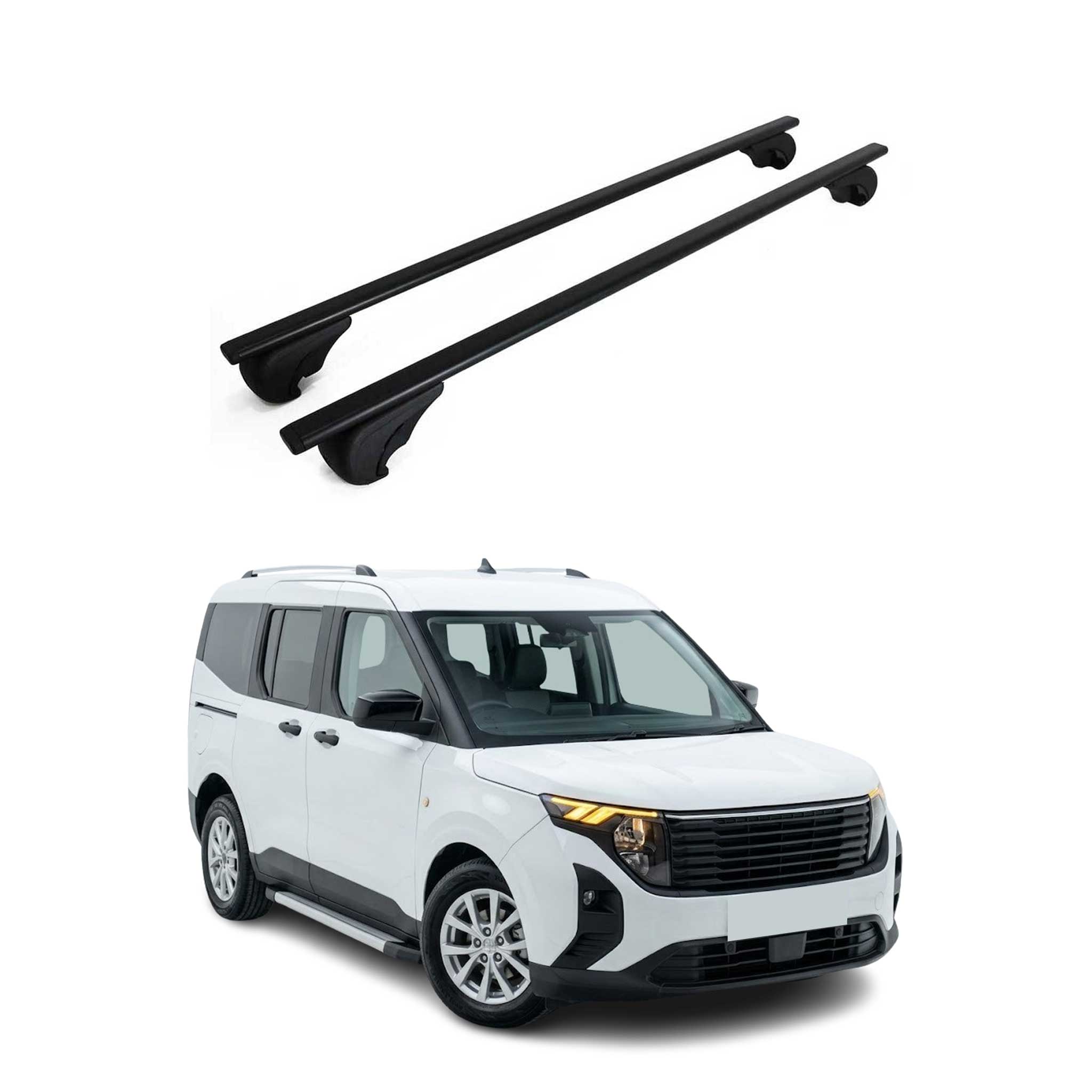 Barres de toit Transversales pour Ford Tourneo Courier II 2023-2026 Fer Noir 2x
