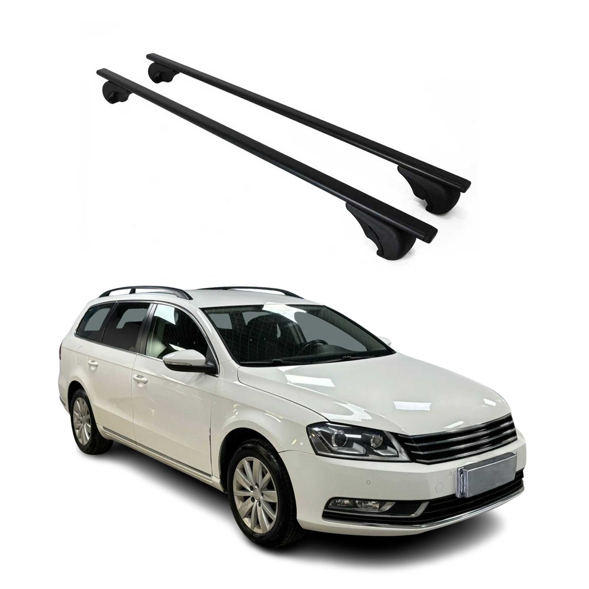Barres de toit Transversales pour VW Passat B7 Variant 2010-2014 Fer Noir