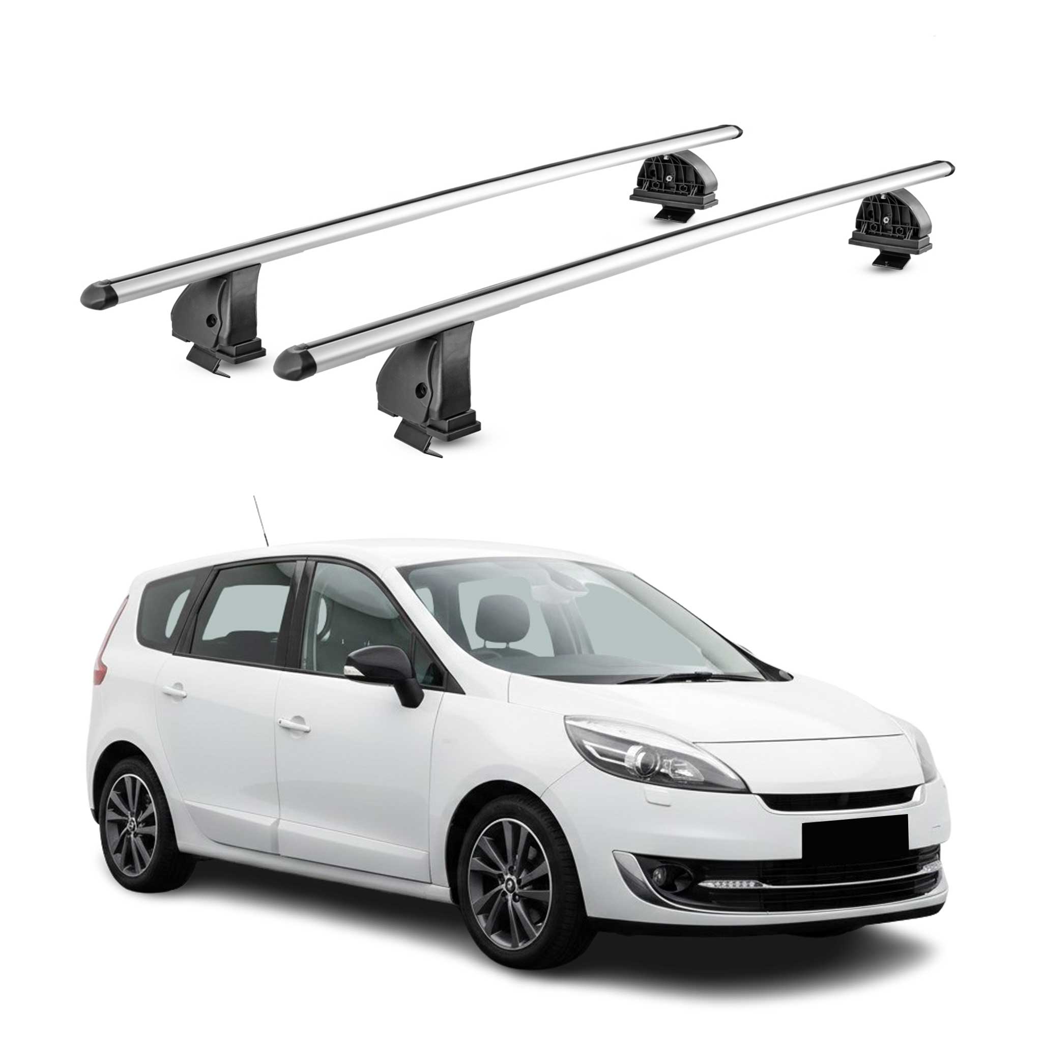 Barres de toit transversales Alu pour Renault Scenic III 2009-2016 TÜV Gris 2Pcs