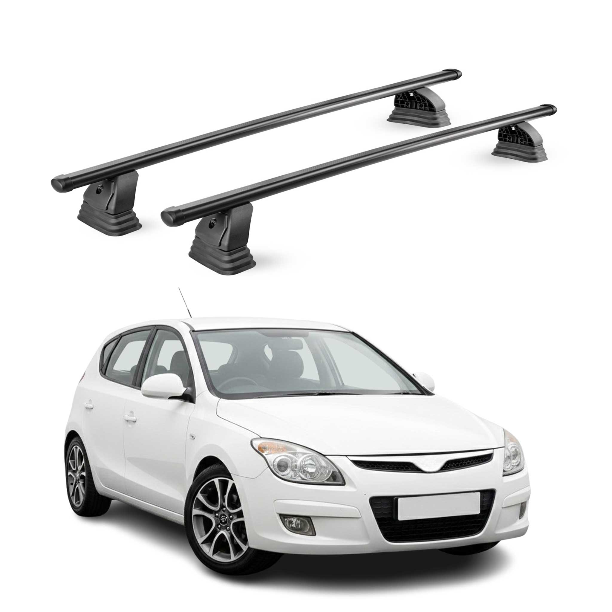 Barres de toit transversales acier pour Hyundai i30 I 2007-2012 TÜV Noir 2Pcs