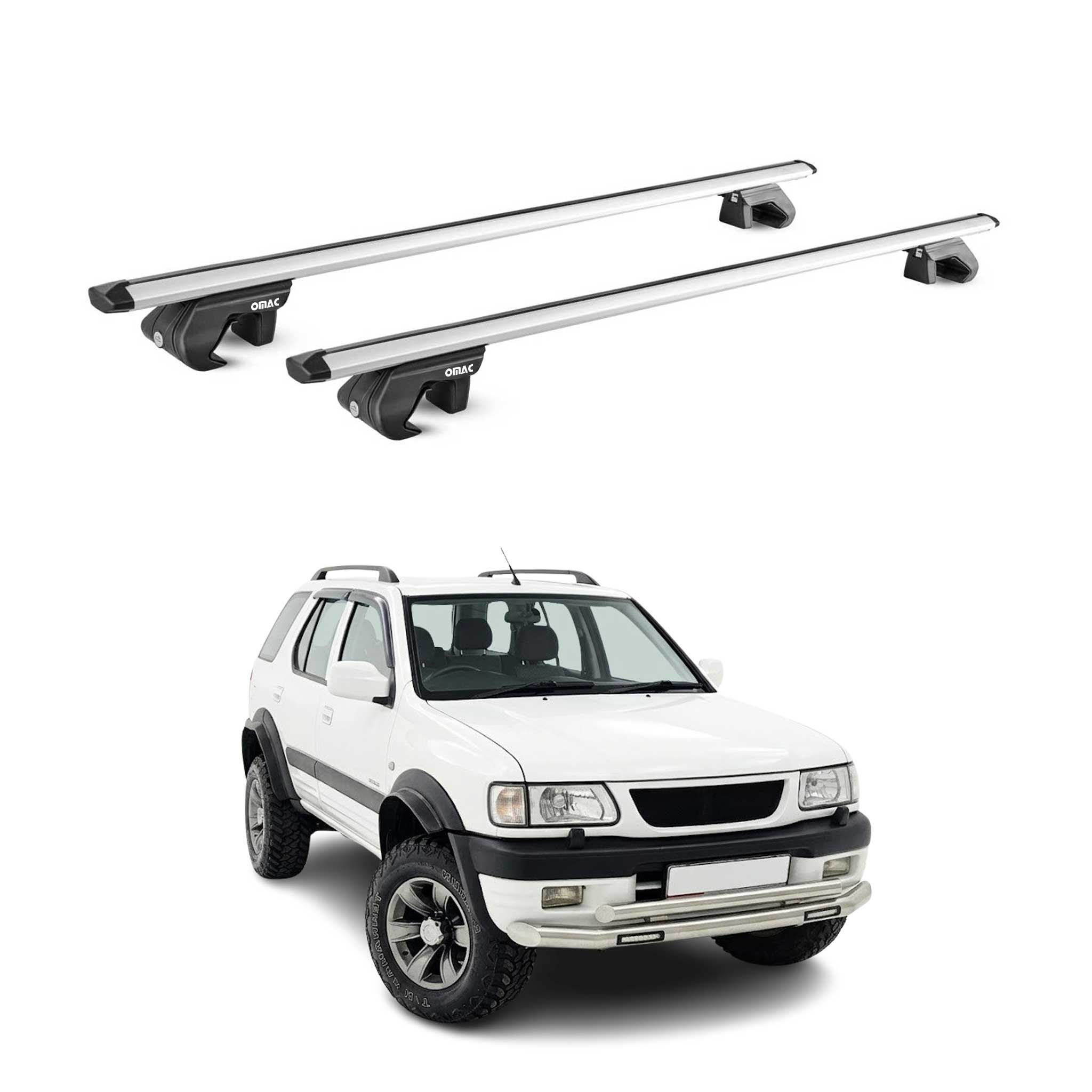 Barres de toit transversales ABE pour Opel Frontera 1991-2004 Aluminium Gris 2x
