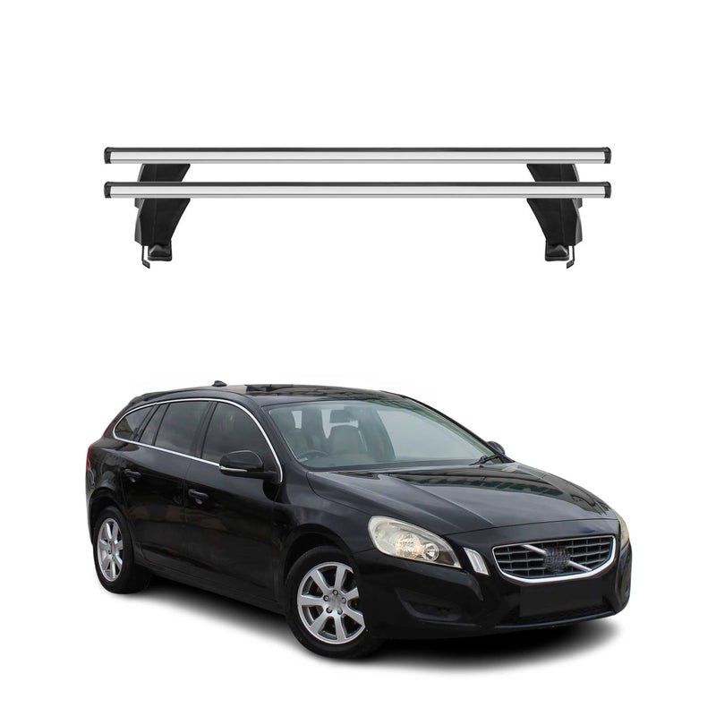 Menabo Barres de toit Transversales pour Volvo V60 2010-2013 Alu Gris ABE 2x