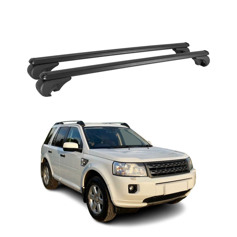 Barres de toit Transversales pour Land Rover Freelander 2006-2015 Aluminium Noir