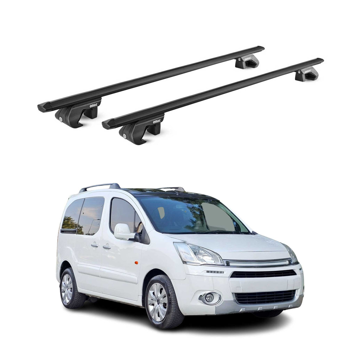 Barres de toit transversales ABE pour Citroen Berlingo II 2008-2018 Alu Noir 2x