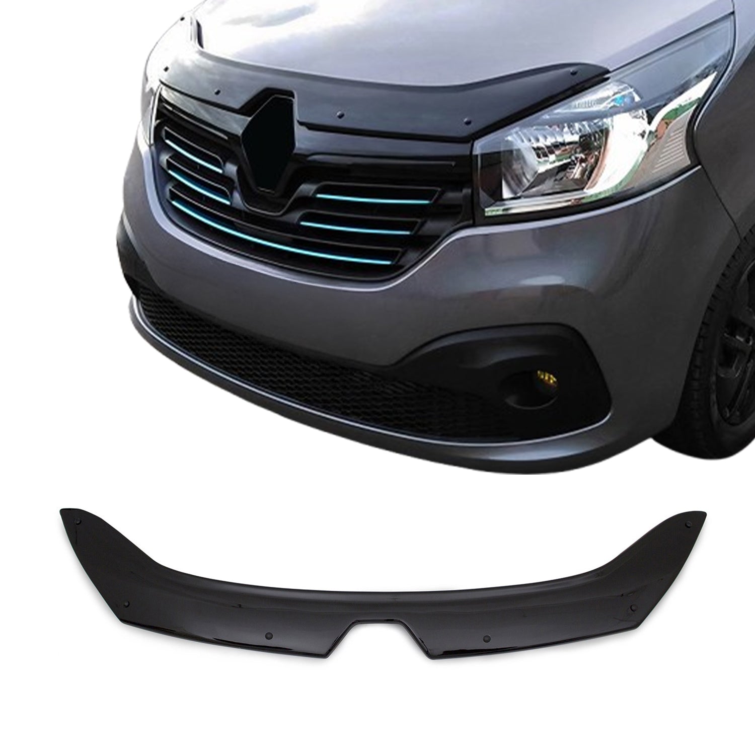 Deflecteurs d'air capot de voiture pour Renault Trafic 2014-2019 Pre-FL Noir