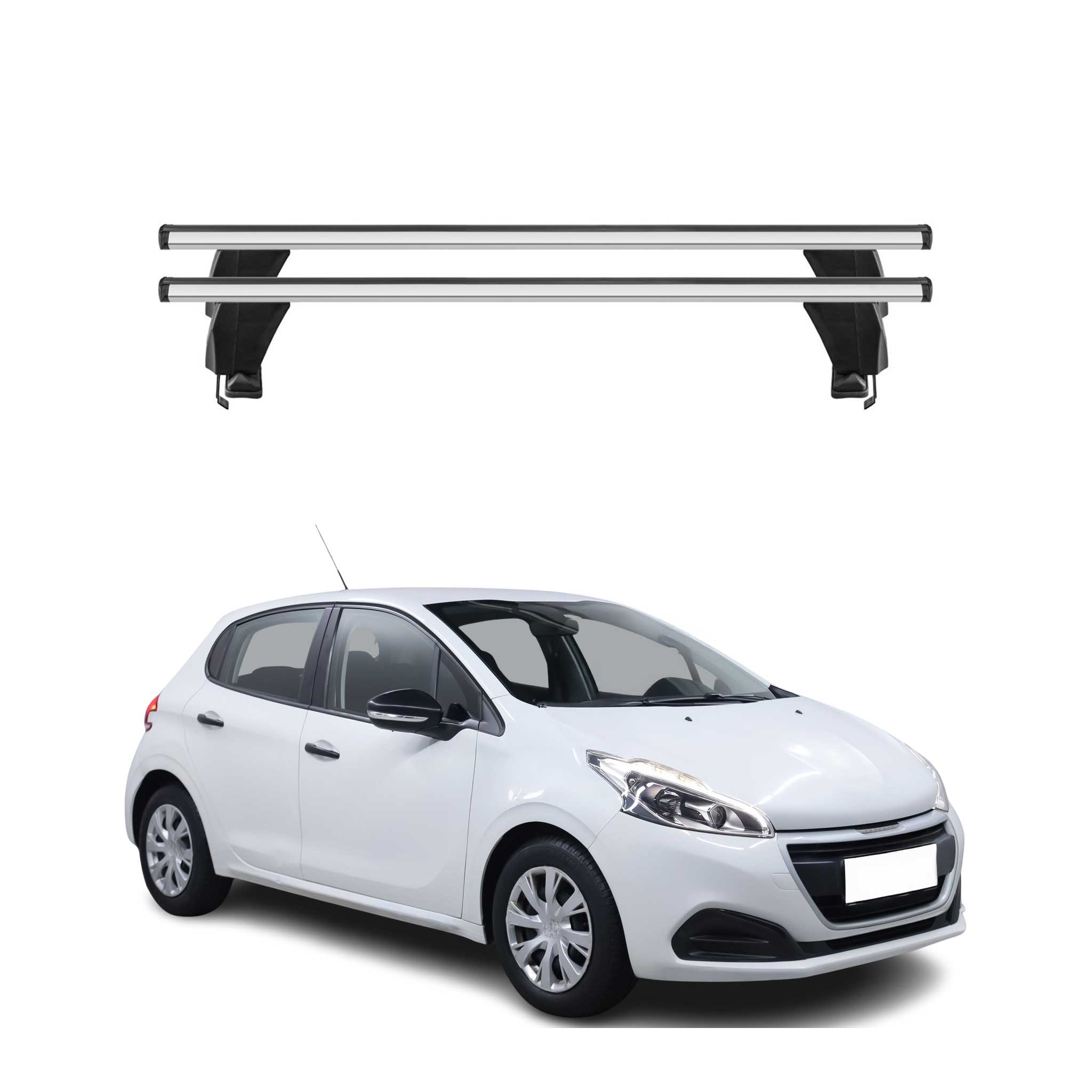Menabo Barres de toit Transversales pour Peugeot 208 2015-2019 Alu Gris 2x ABE