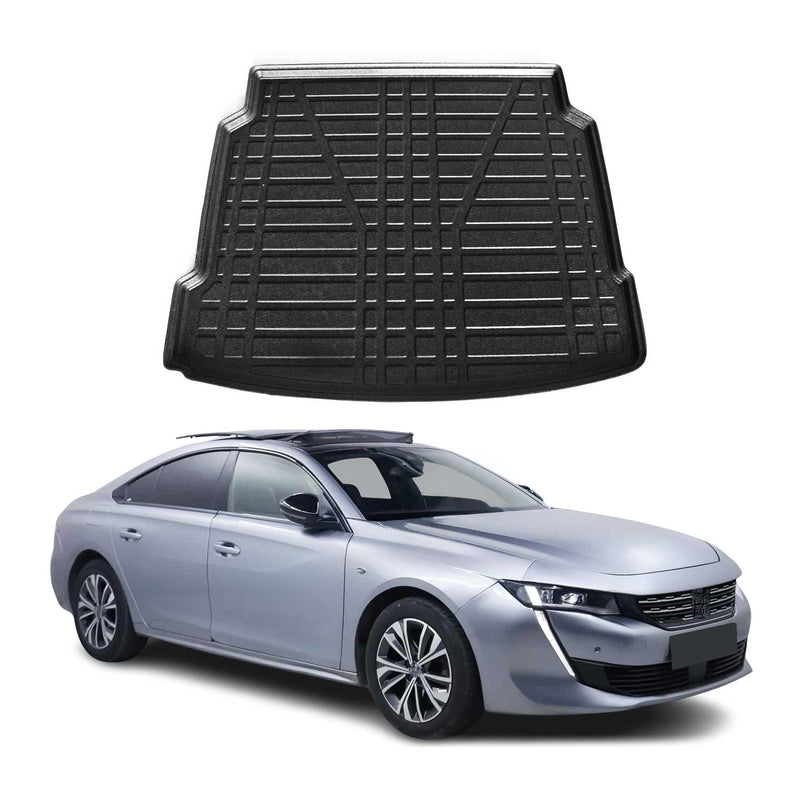 Tapis de Coffre pour Peugeot 508 2018-2022 Berline en TPE Noir