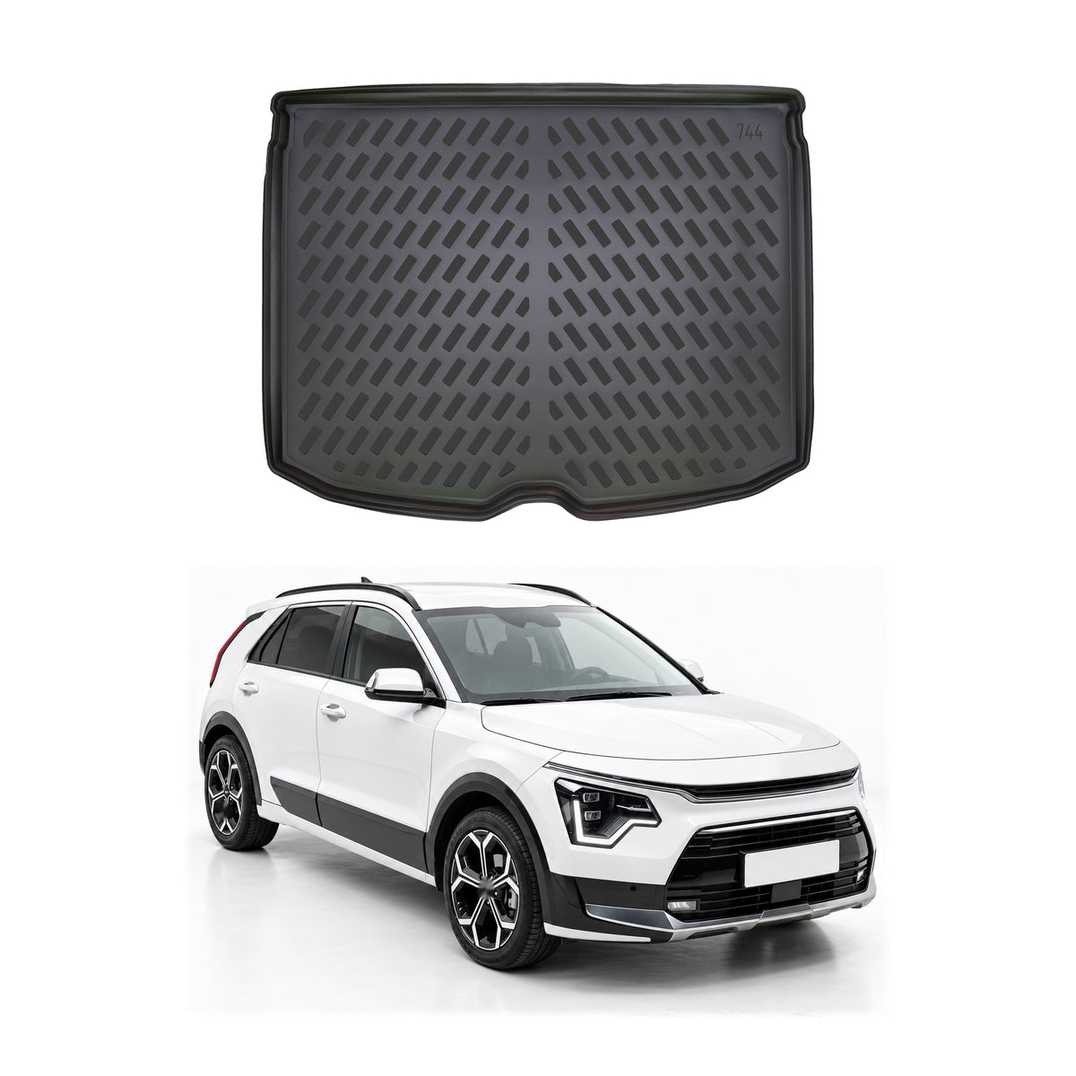 Tapis de coffre Supérieur pour Kia E-Niro 2022-2026 Noir 3D en Caoutchouc TPE