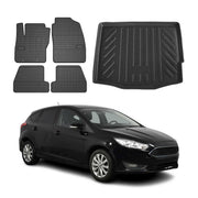 Kit Tapis de sol et coffre pour Ford Focus mk3 2011-2018 5Portes TPE Noir