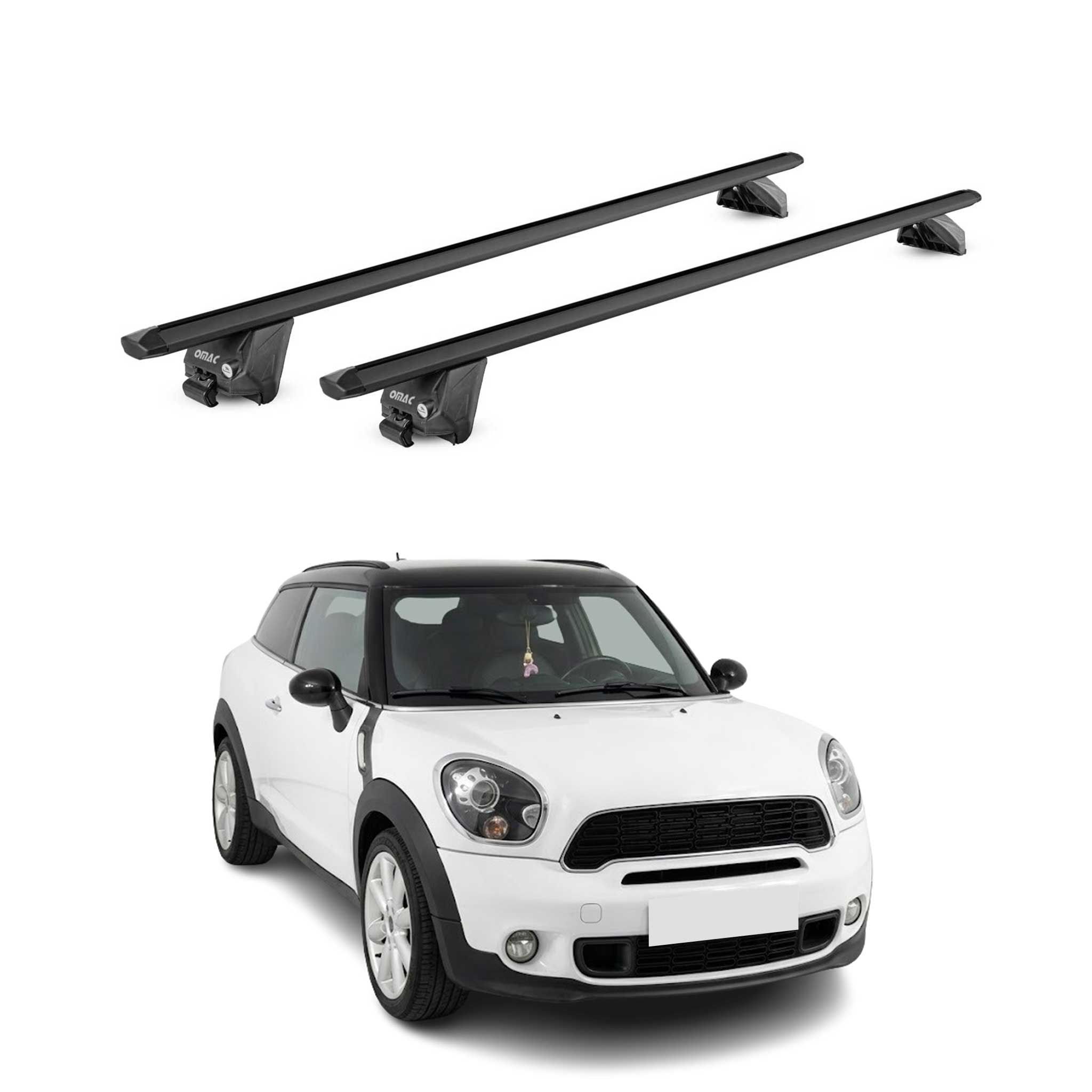 Barres de toit transversales pour Mini Paceman R61 2013-16 Alu Noir 2 pièces ABE