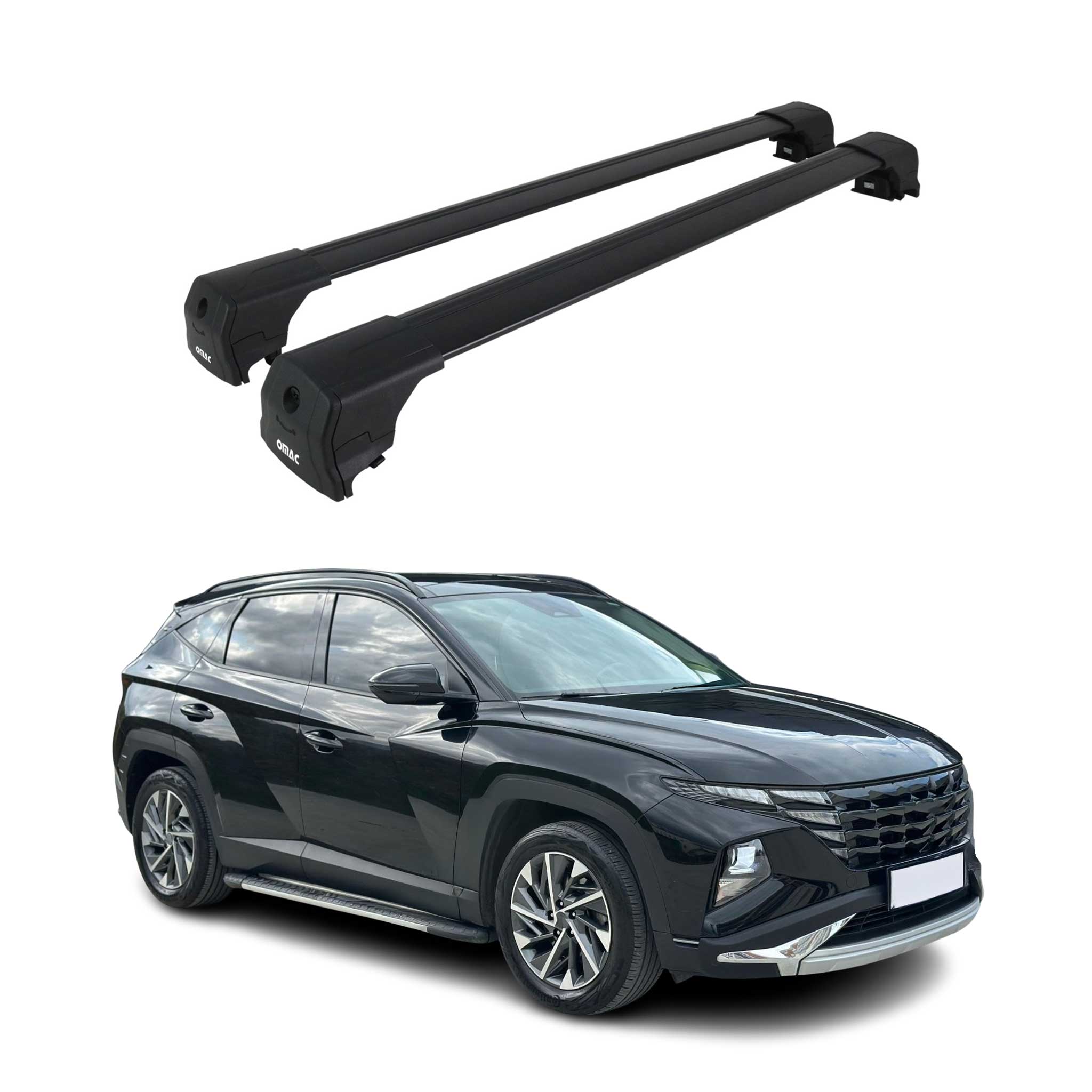 Barres De Toit Transversales pour Hyundai Tucson 2020-2025 Alu Noir ABE