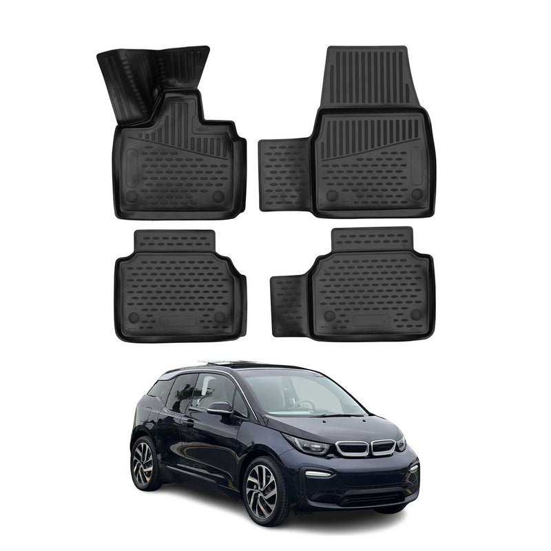 OMAC 3D Tapis de sol pour BMW i3 2013-2023 en caoutchouc Noir