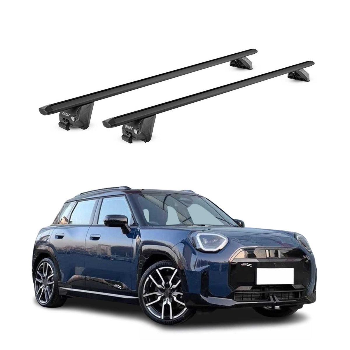 Barres de toit transversales pour Mini Aceman 2024-2026 Aluminium Noir 2Pcs ABE