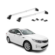 Barres de toit transversales pour Kia Optima IV Break 2018-2019 FL Alu Gris ABE