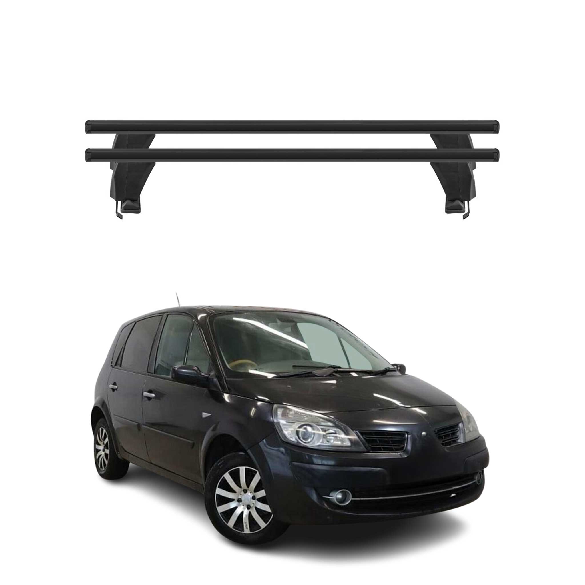 Menabo Barres de toit Transversales pour Renault Scenic III 2009-2013 Alu Noir