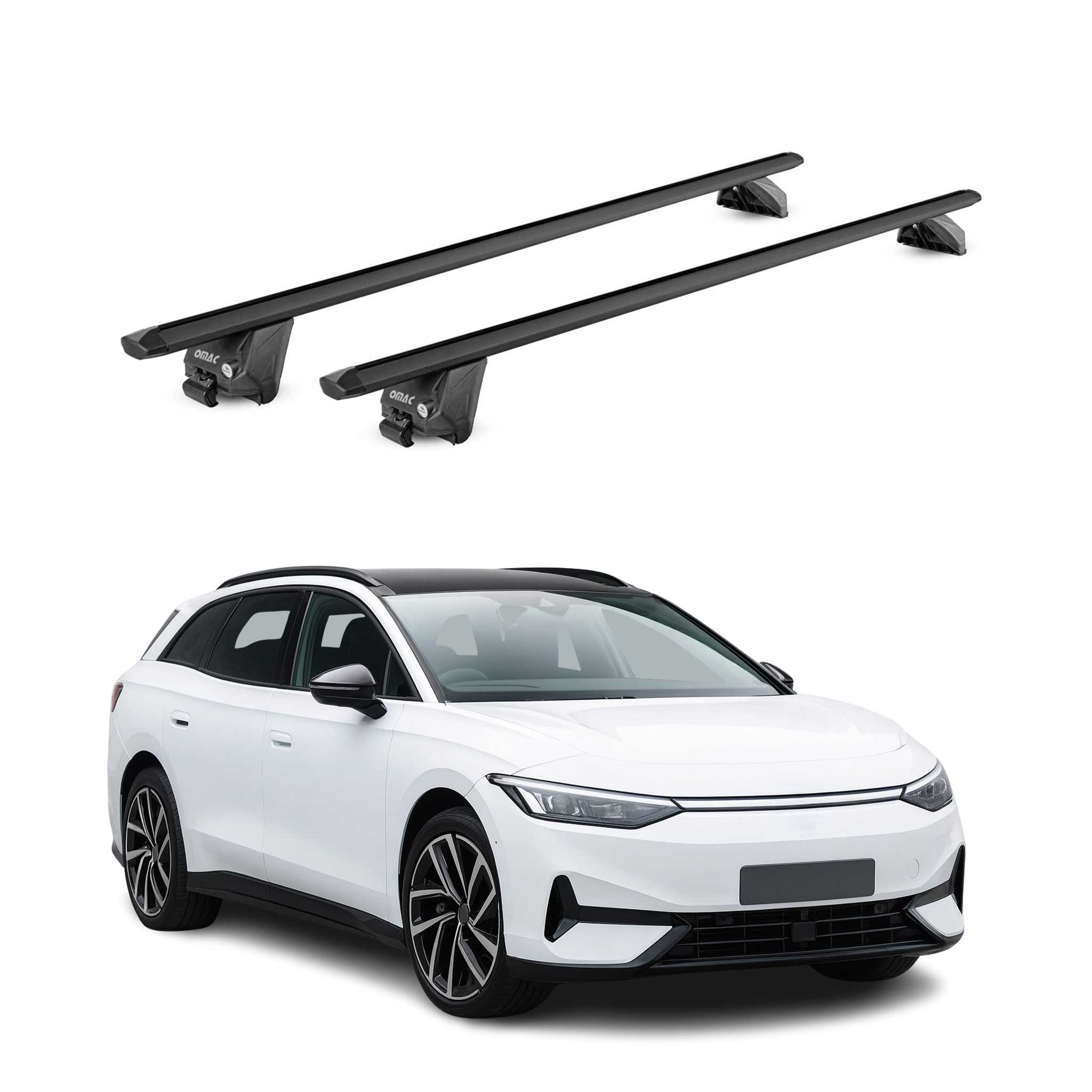 Barres de toit transversales pour VW ID.7 2024-2026 Alu Noir 2 pièces ABE