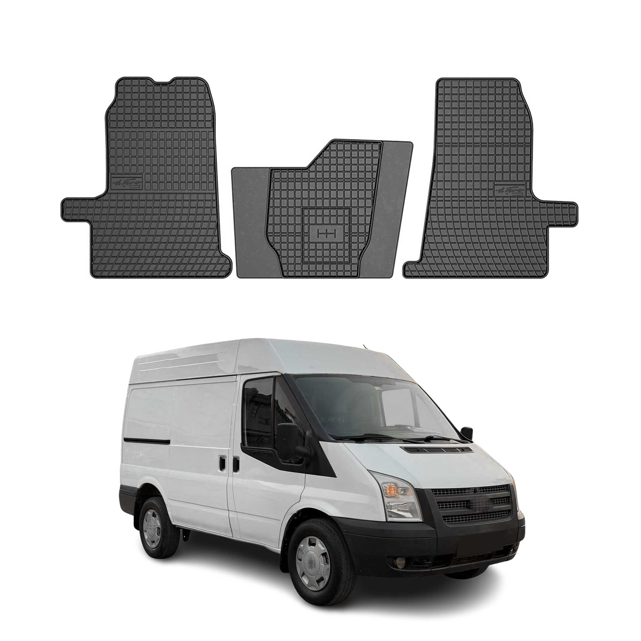 Tapis de Sol pour Ford Transit 2000-2013 Caoutchouc Noir