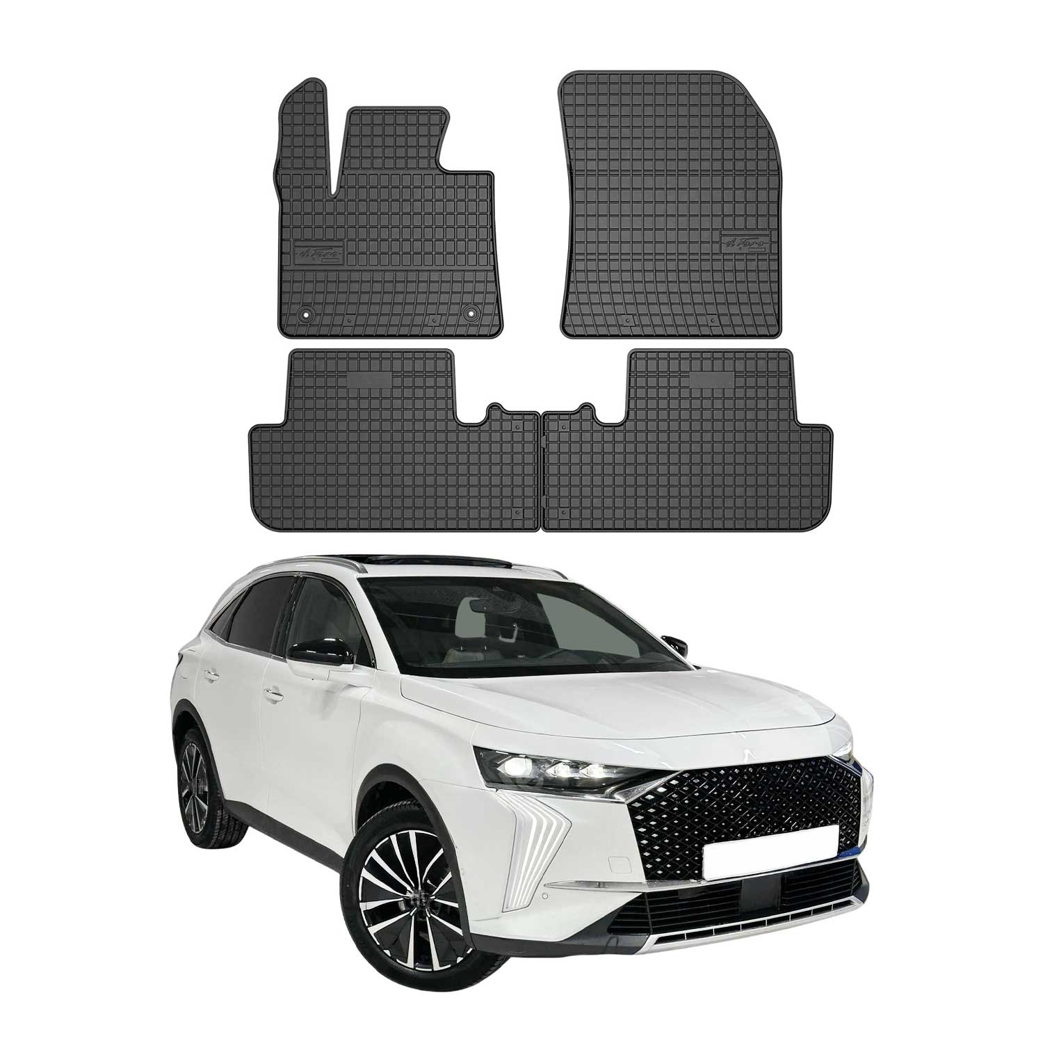 Tapis de Sol pour DS7 Crossback / DS 7 2017-2026 Caoutchouc Noir