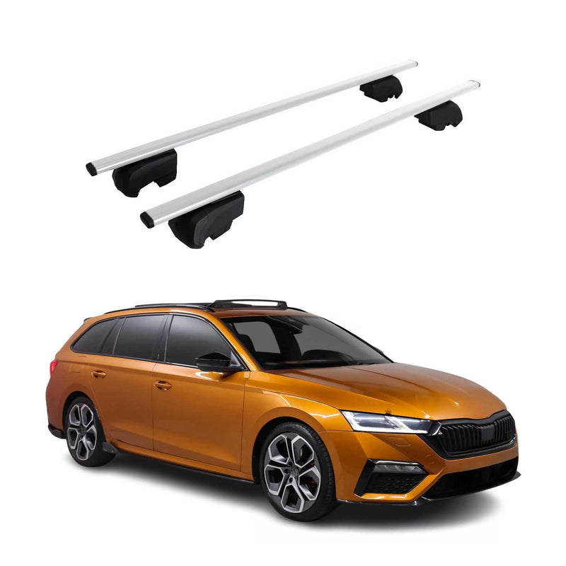 Barres de toit Transversales pour Skoda Octavia 2019-2023 Fer Argent ABE