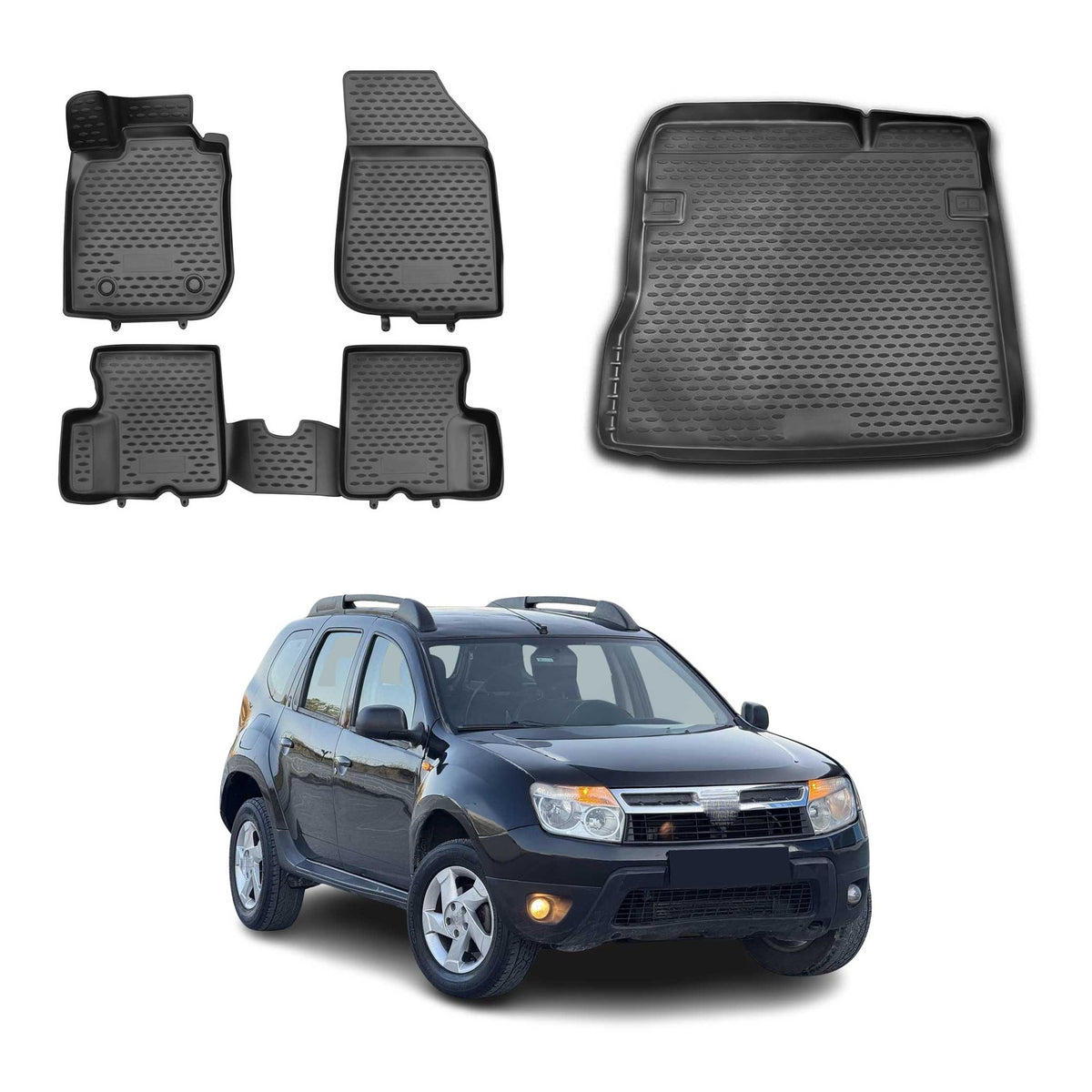 OMAC Kit Tapis de Sol et Coffre pour Dacia Duster I 2010-2018 2WD