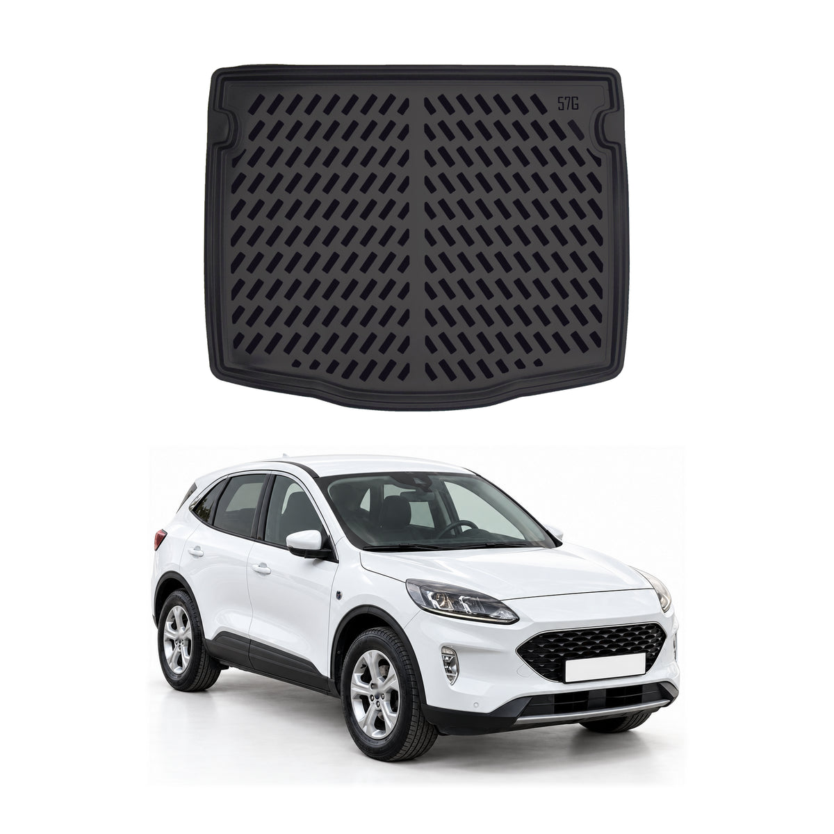 Tapis de coffre pour Ford Kuga 3 2020-2027 Noir 3D en Caoutchouc TPE