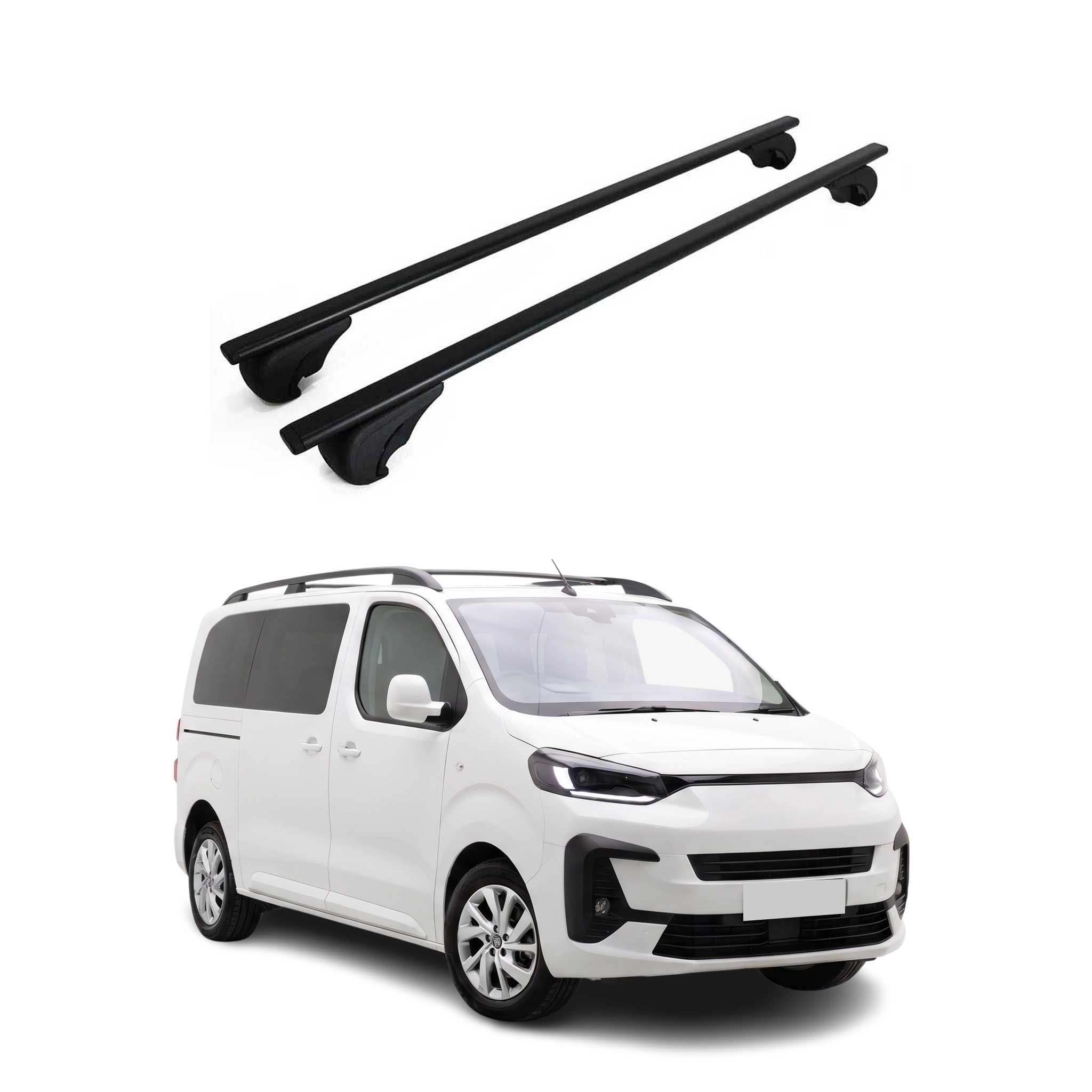 Barres de toit Transversales pour Fiat Scudo 2022-2026 Fer Noir 2Pcs