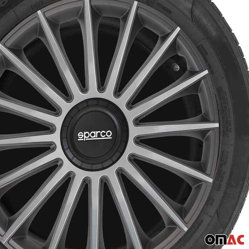 SPARCO Jeu Enjoliveurs de Roues 14 Pouces Gris Argenté en ABS 4 piéces