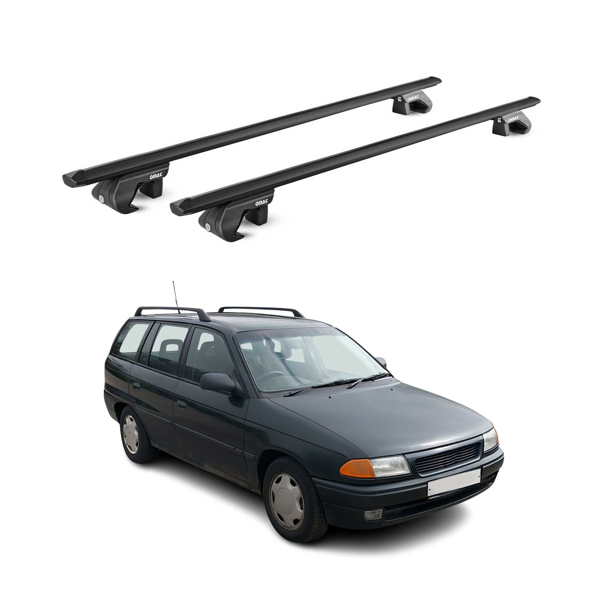Barres de toit transversales pour Opel Astra F G Break 1991-04 Alu Noir 2x ABE