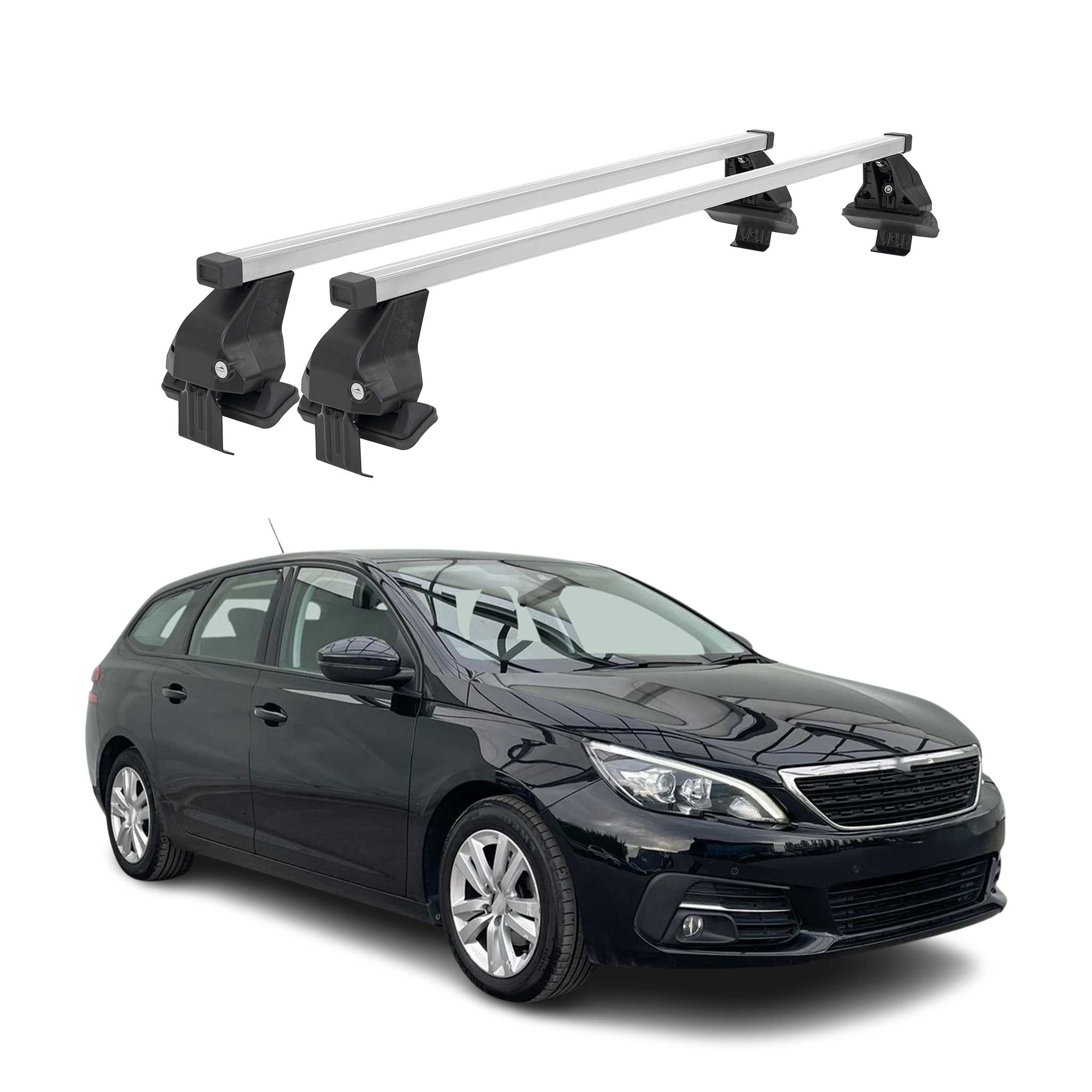 Barres de toit transversales pour Peugeot 308 SW 2014-2025 Acier Gris