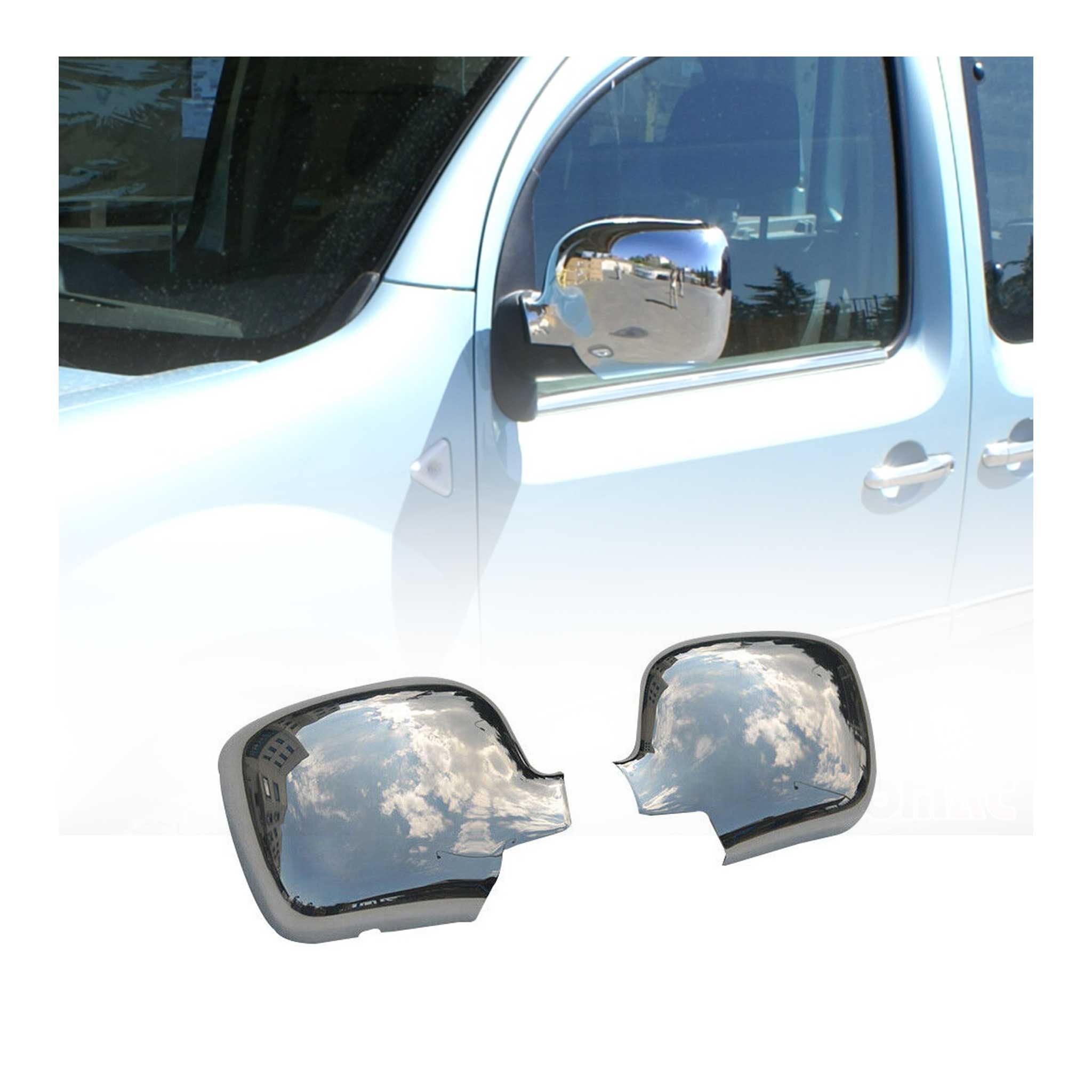 Coques de Rétroviseurs pour Renault Kangoo II V2A 2008-2013 en Acier Argent