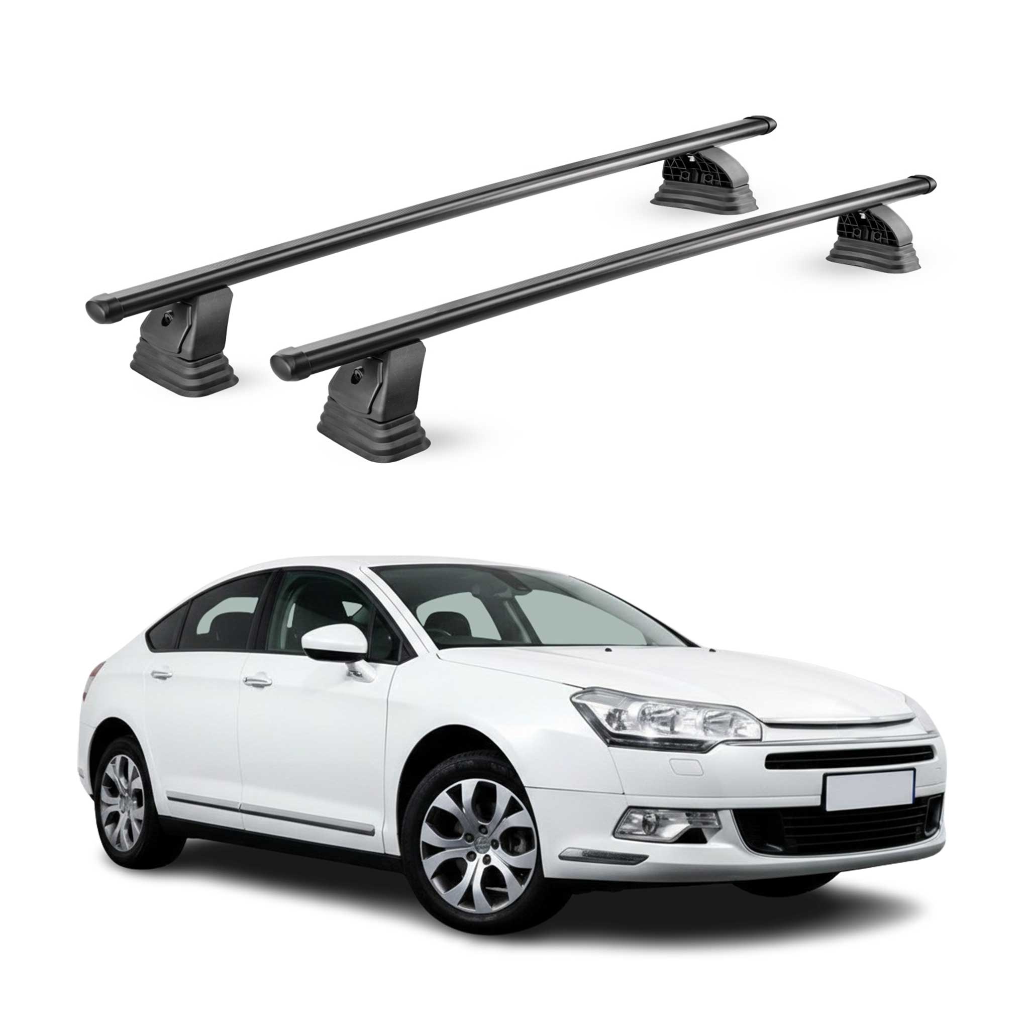 Barres de toit transversales acier pour Citroen C5 II 2008-2017 TÜV Noir 2Pcs