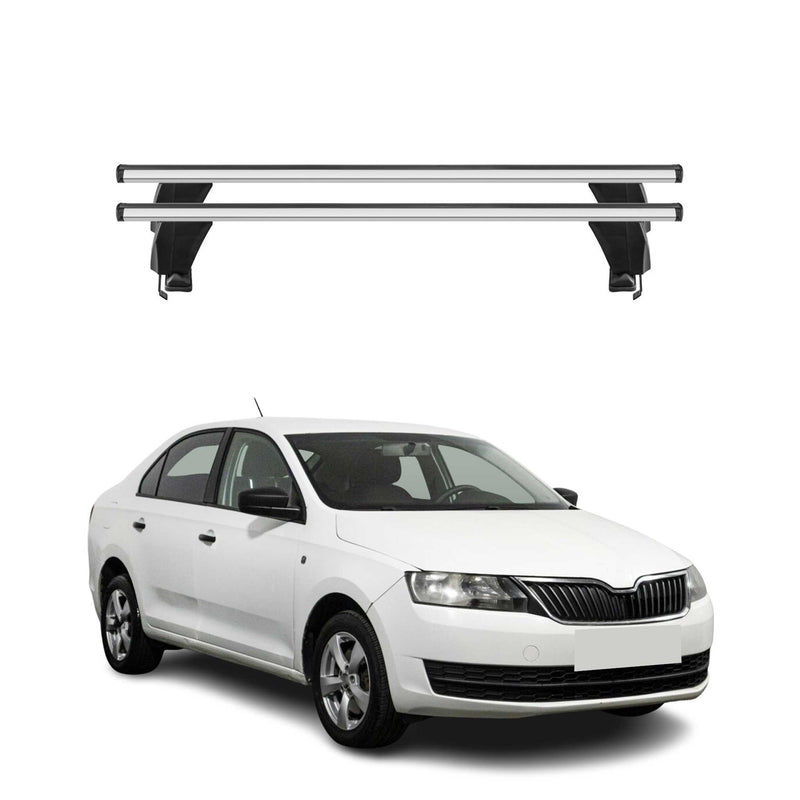 Menabo Barres de toit Transversales pour Skoda Rapid 2012-2019 Gris ABE 2x