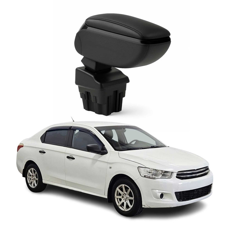 Accoudoir pour Citroen C-Elysee 2012-2019 Vinyl Abs Noir Coulissant