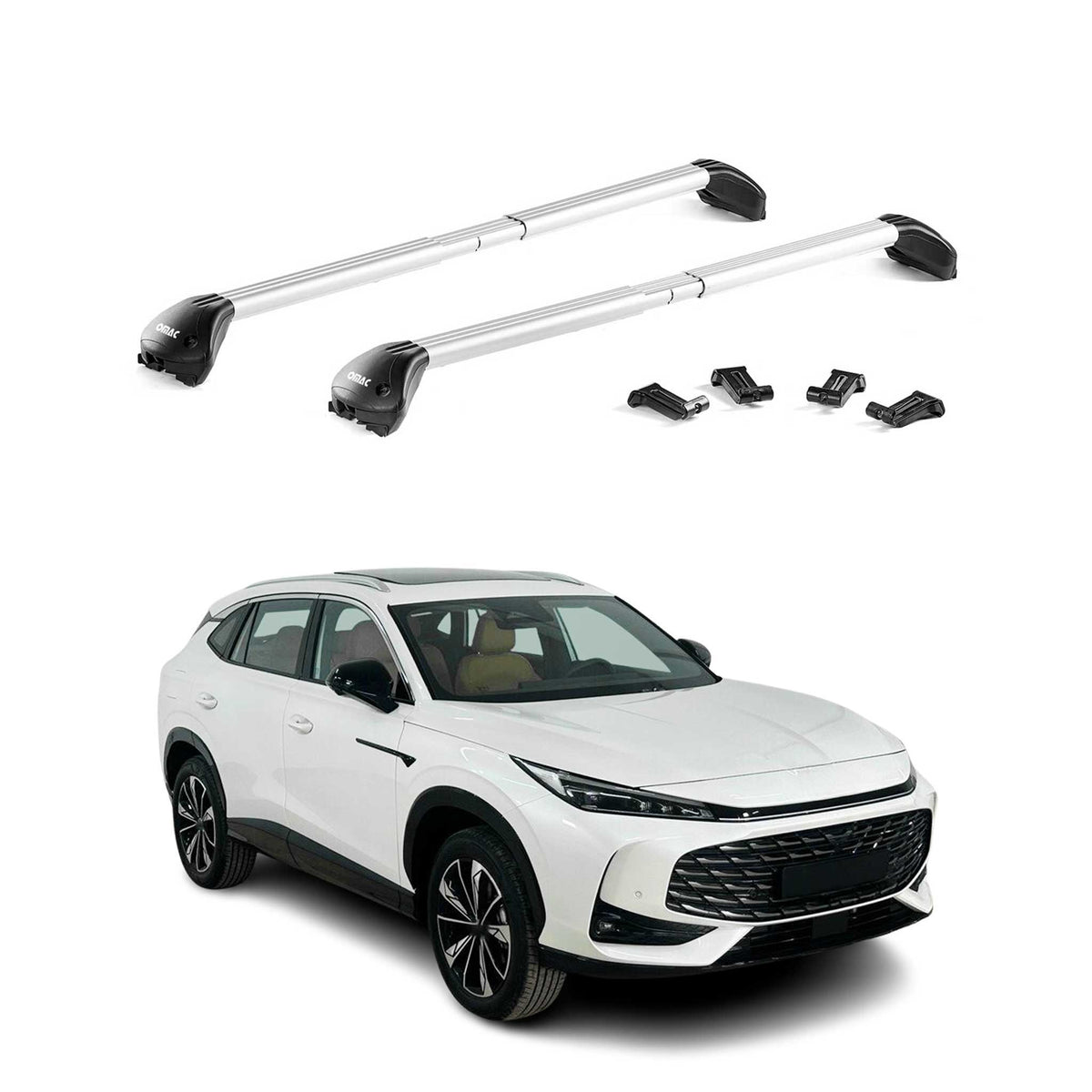 Barres de toit transversales pour MG HS II / EHS II 2024-2026 Aluminium Gris ABE