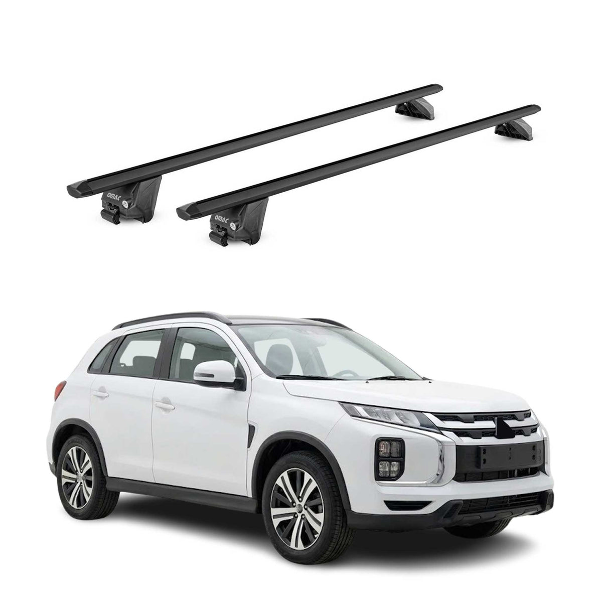Barres de toit transversales pour Mitsubishi ASX mk2 2023-2026 Noir 2 pièces ABE