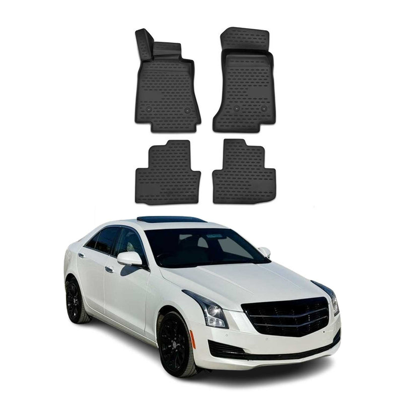 Tapis de sol pour Cadillac ATS 2013-2024 en caoutchouc TPE 3D Noir 4Pcs