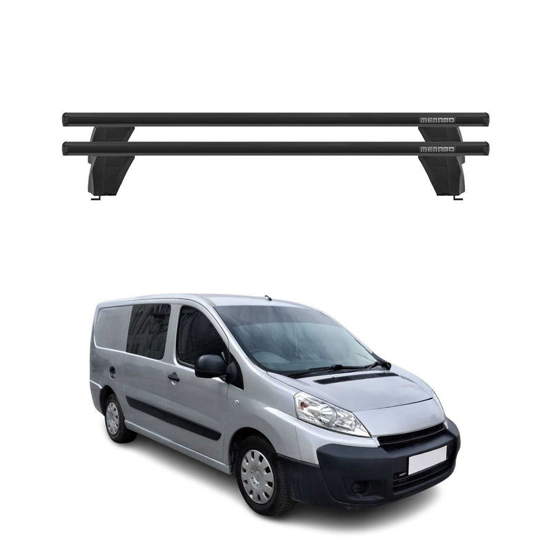 Menabo Barres de toit Transversales pour Peugeot Expert 2007-2016 Alu Noir ABE