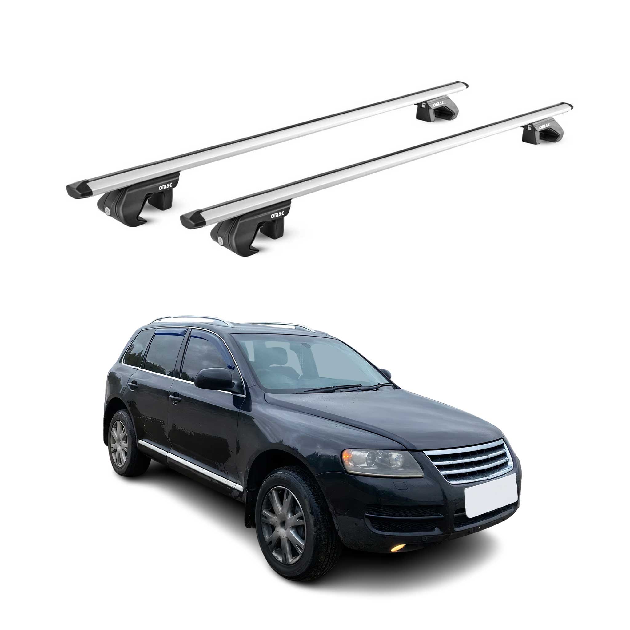 Barres de toit transversales ABE pour VW Touareg 7L 7P 2002-2018 5 P Alu Gris 2x