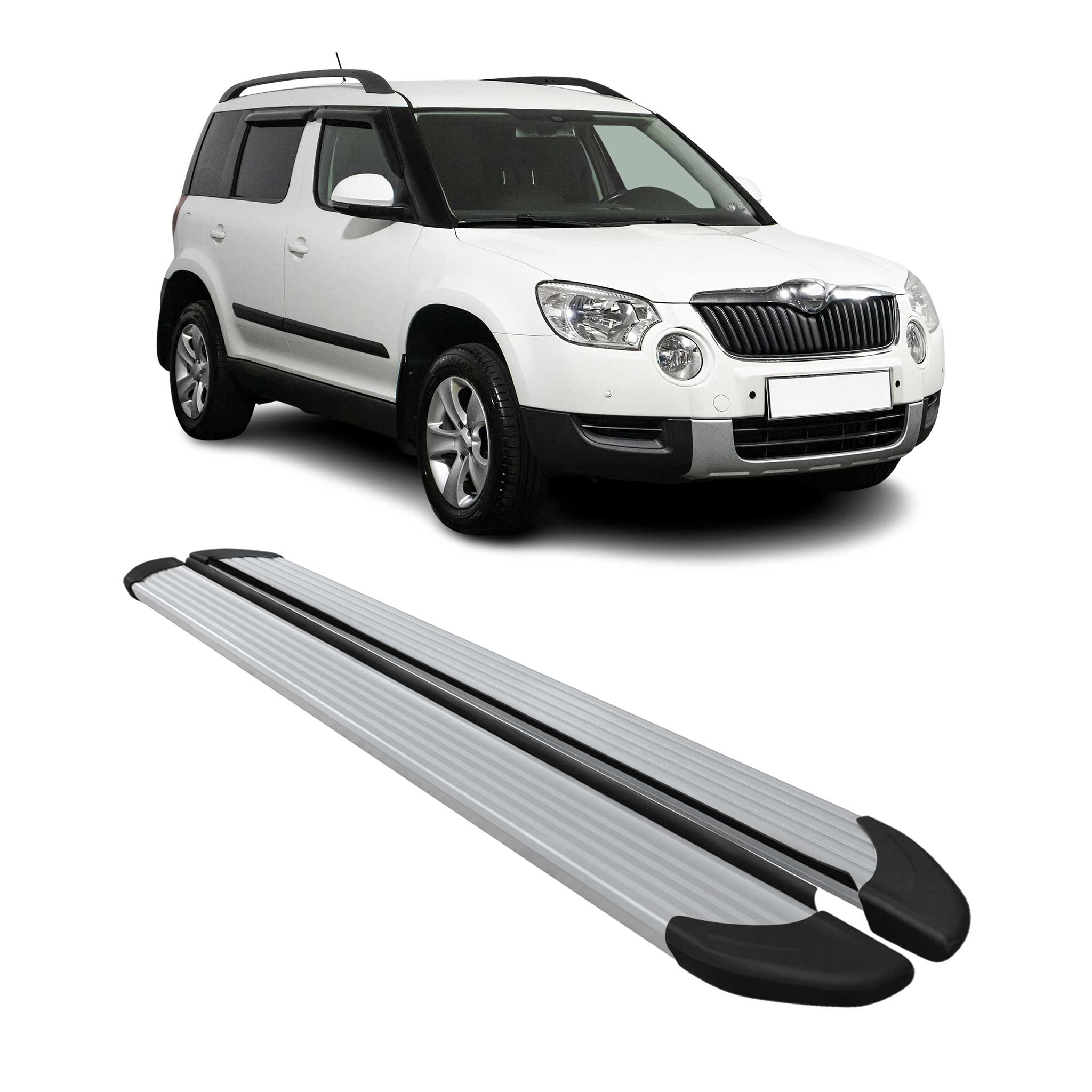 Marchepieds Latéraux pédale pour Skoda Yeti 2009-2017 Aluminium Argent 2Pcs