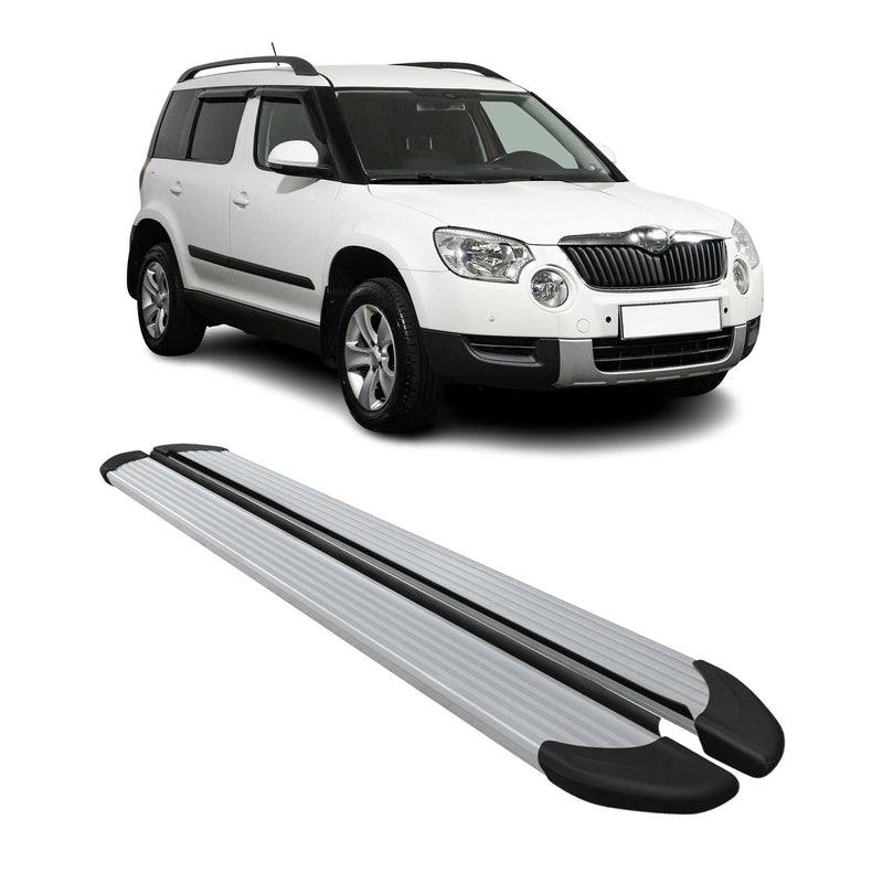 Marchepieds Latéraux pédale pour Skoda Yeti 2009-2017 Aluminium Argent 2Pcs