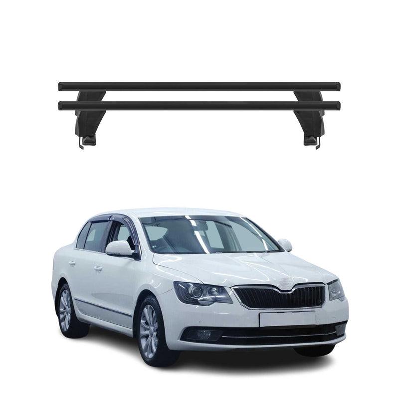 Menabo Barres de toit Transversales pour Skoda Superb 2008-2013 Noir ABE 2x