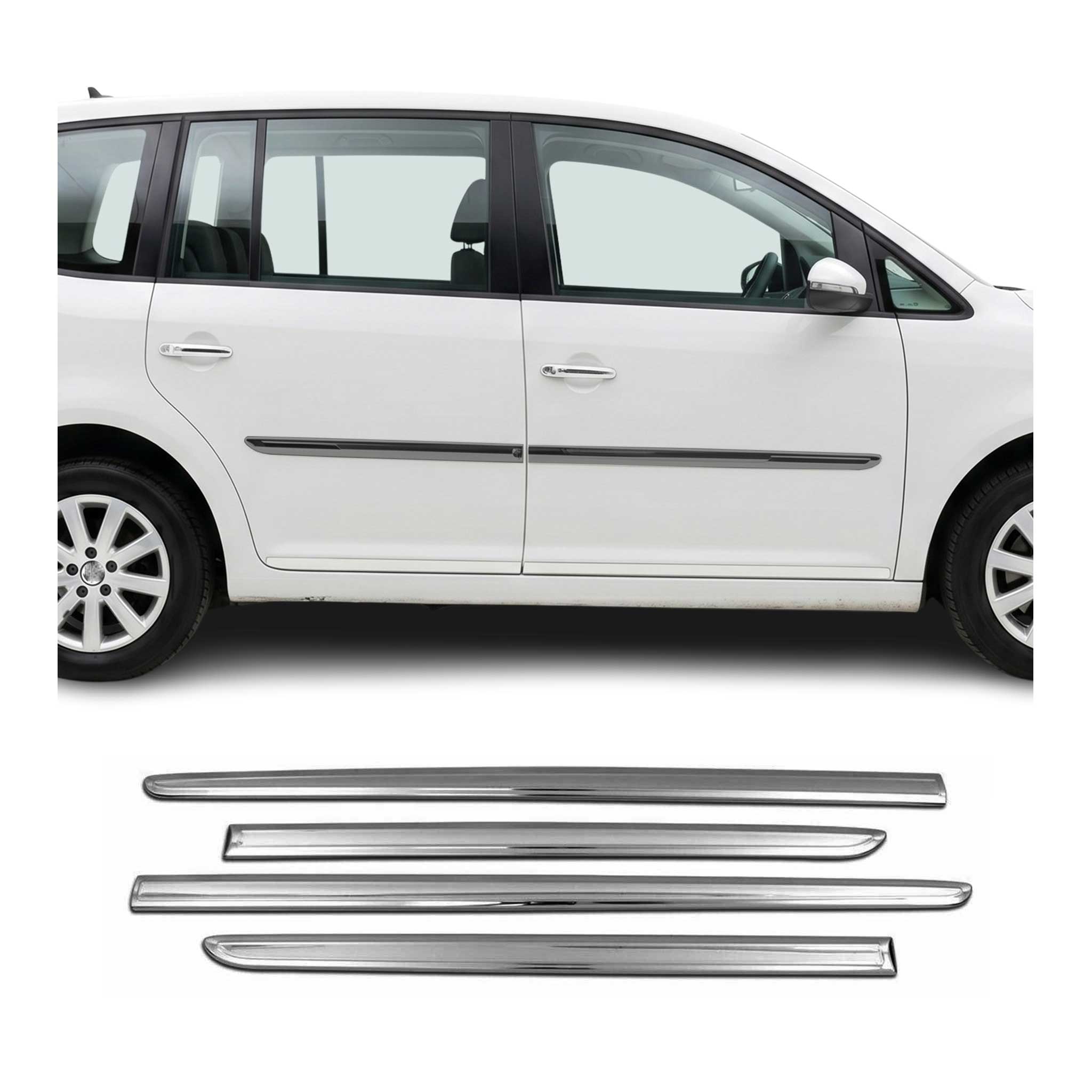 Garniture Baguette de porte latérale pour VW Caddy 2015-2020 inox Foncé 4Pcs