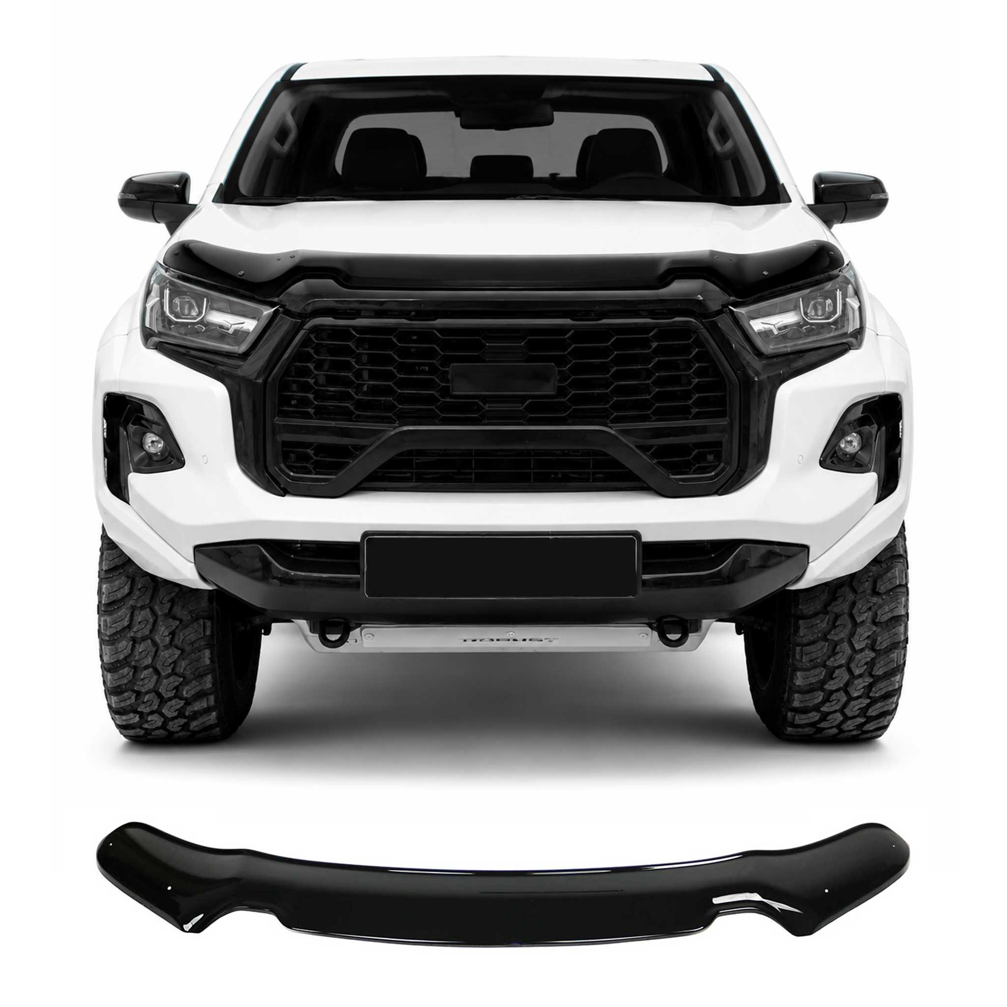 Deflecteurs d'air capot de voiture pour Toyota Hilux AN120 2021-2026 FL Noir ABS