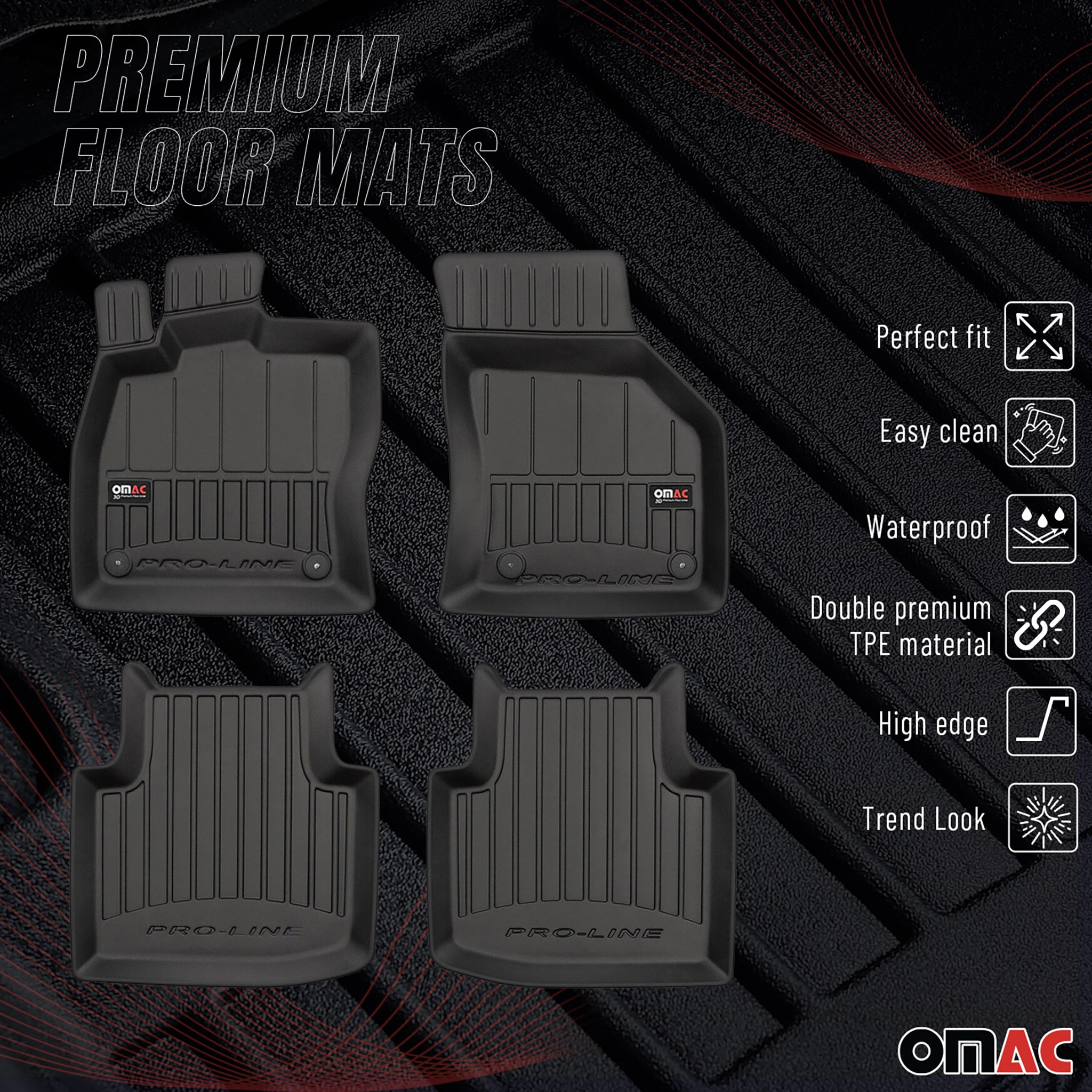 Tapis de Sol pour Skoda Superb 2015-2024 TPE Noir 4 Pcs
